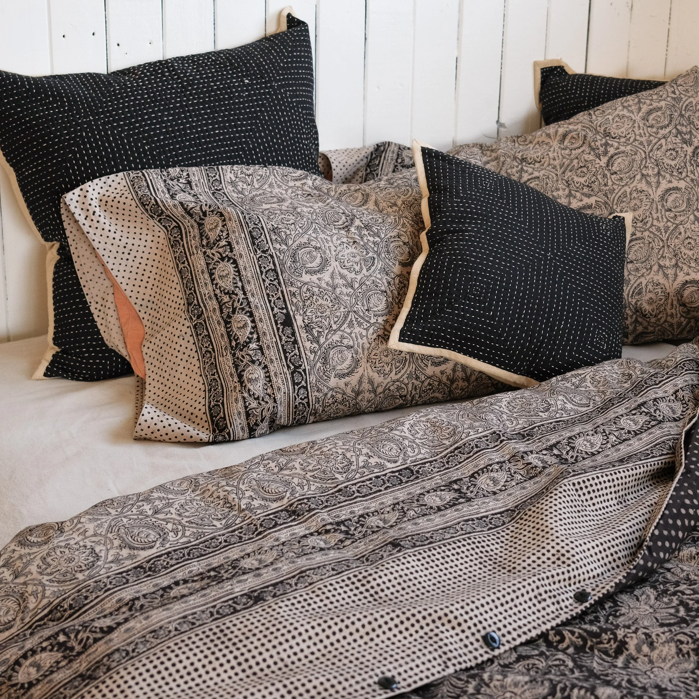 Black & White Handstitched 16" Cushion Cover - Image 7