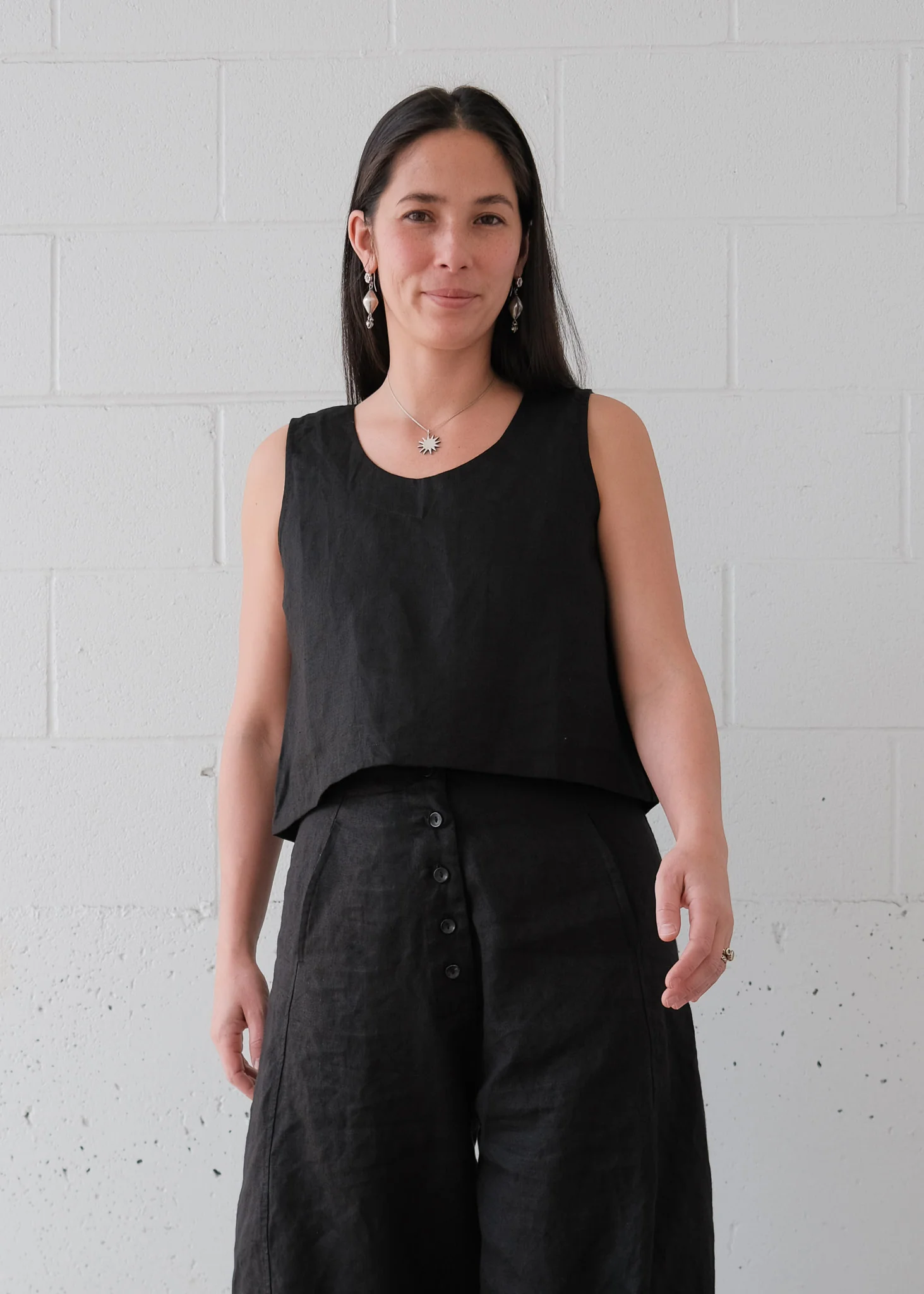 Ahilya Tank - Linen - Black