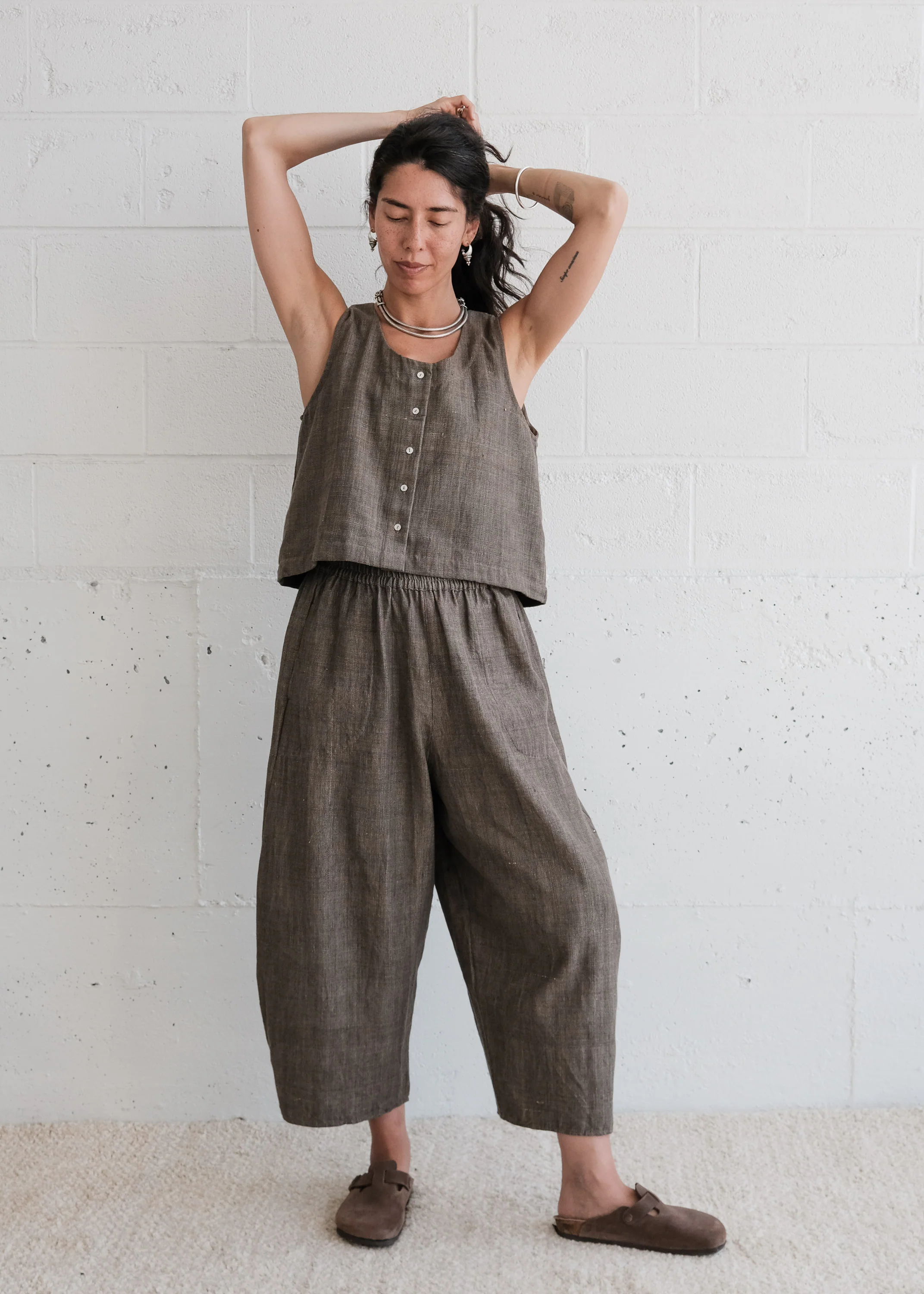Ahilya Vest - Handspun & Handwoven Cotton - Moss - Image 3