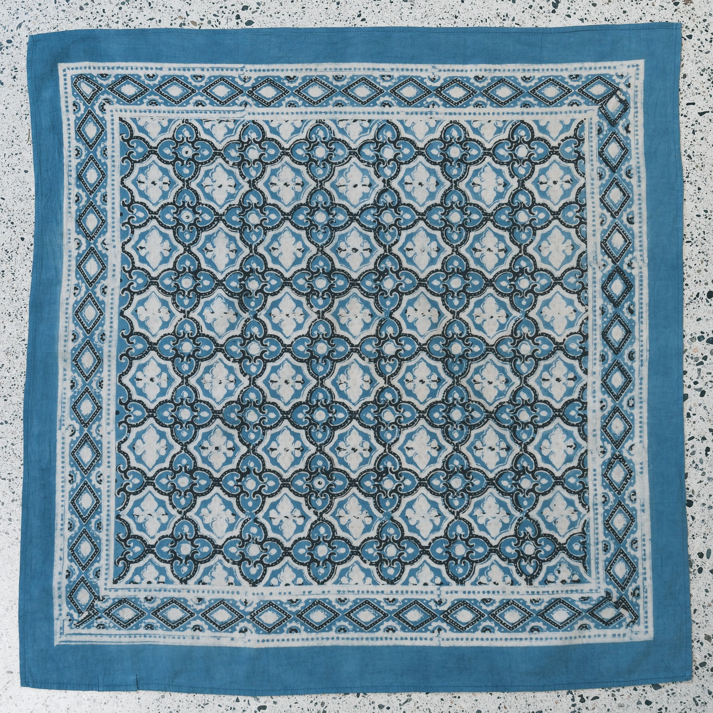Bandana - Block Printed Organic Cotton - Ajrakh Alhambra - Image 4