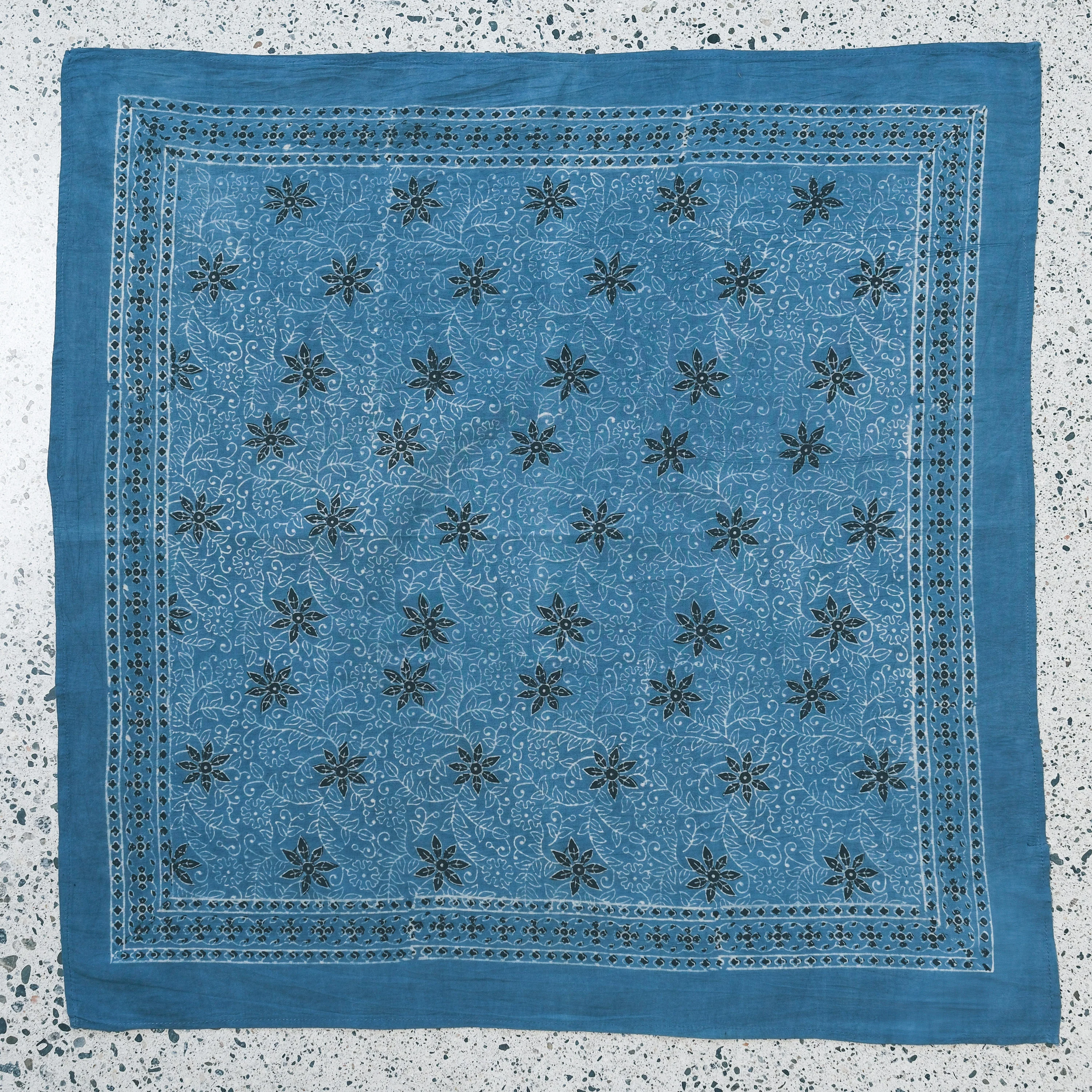 Bandana - Block Printed Organic Cotton - Ajrakh Indigo Vine - Image 4