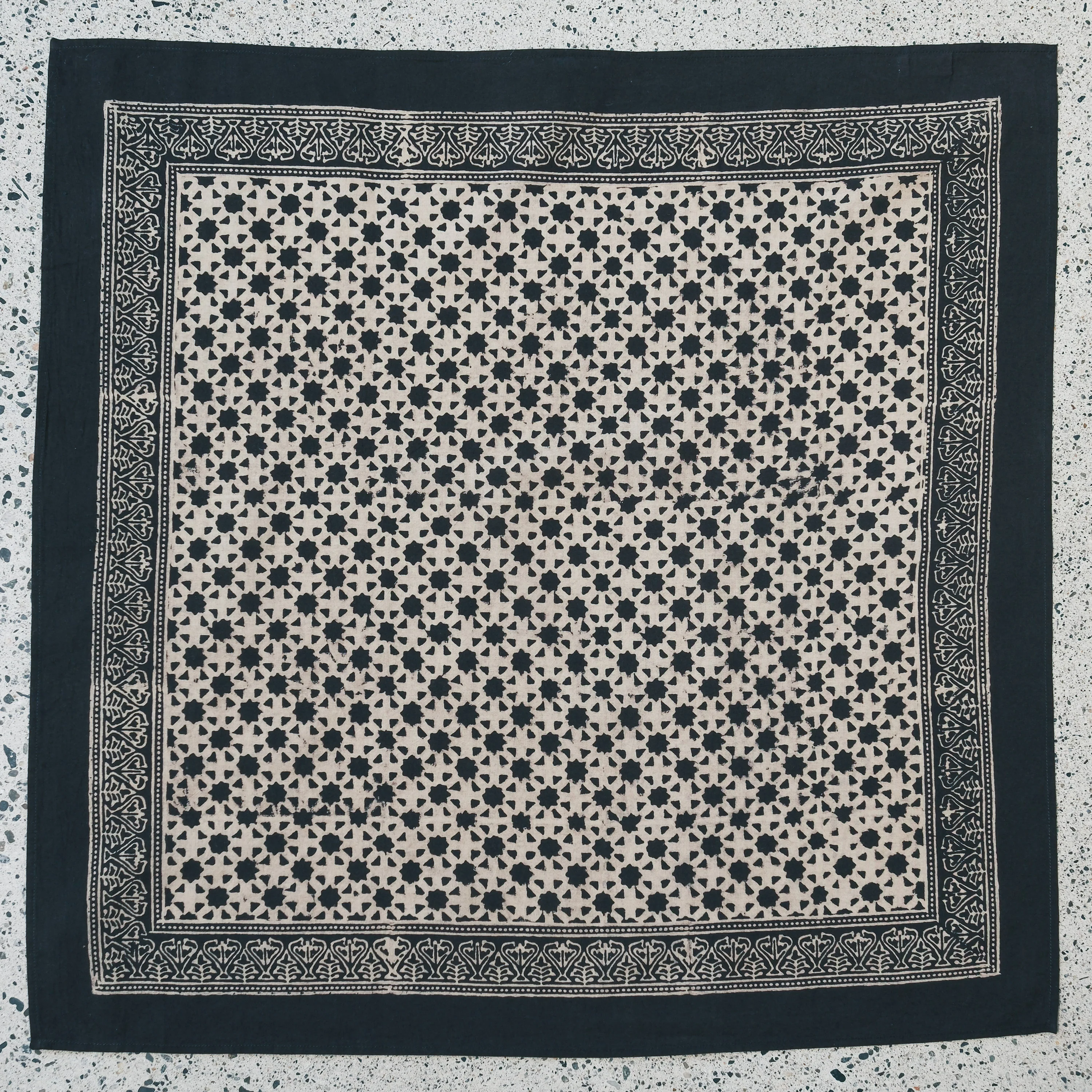 Bandana - Block Printed Organic Cotton - Ajrakh Star Map - Image 4