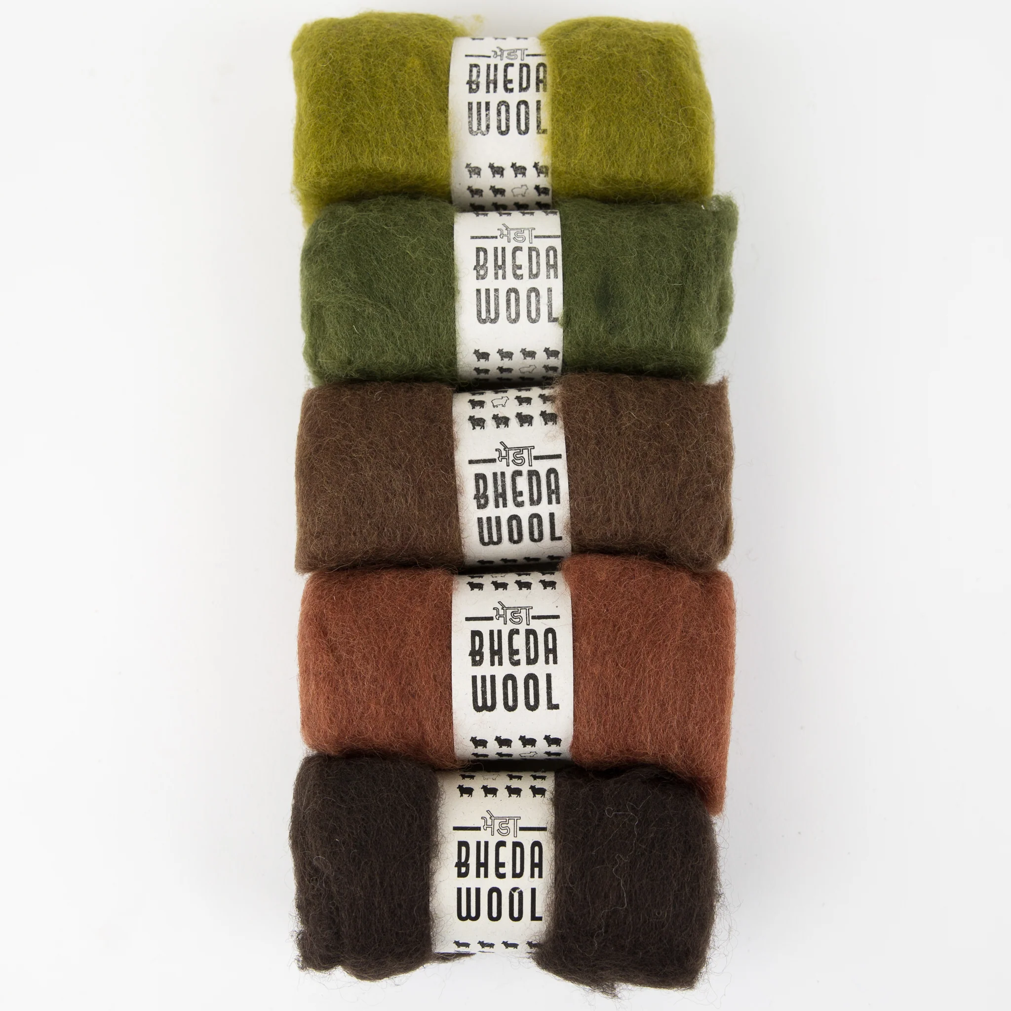 Bhedawool Roving 25g - Five Colour Pack - Forest