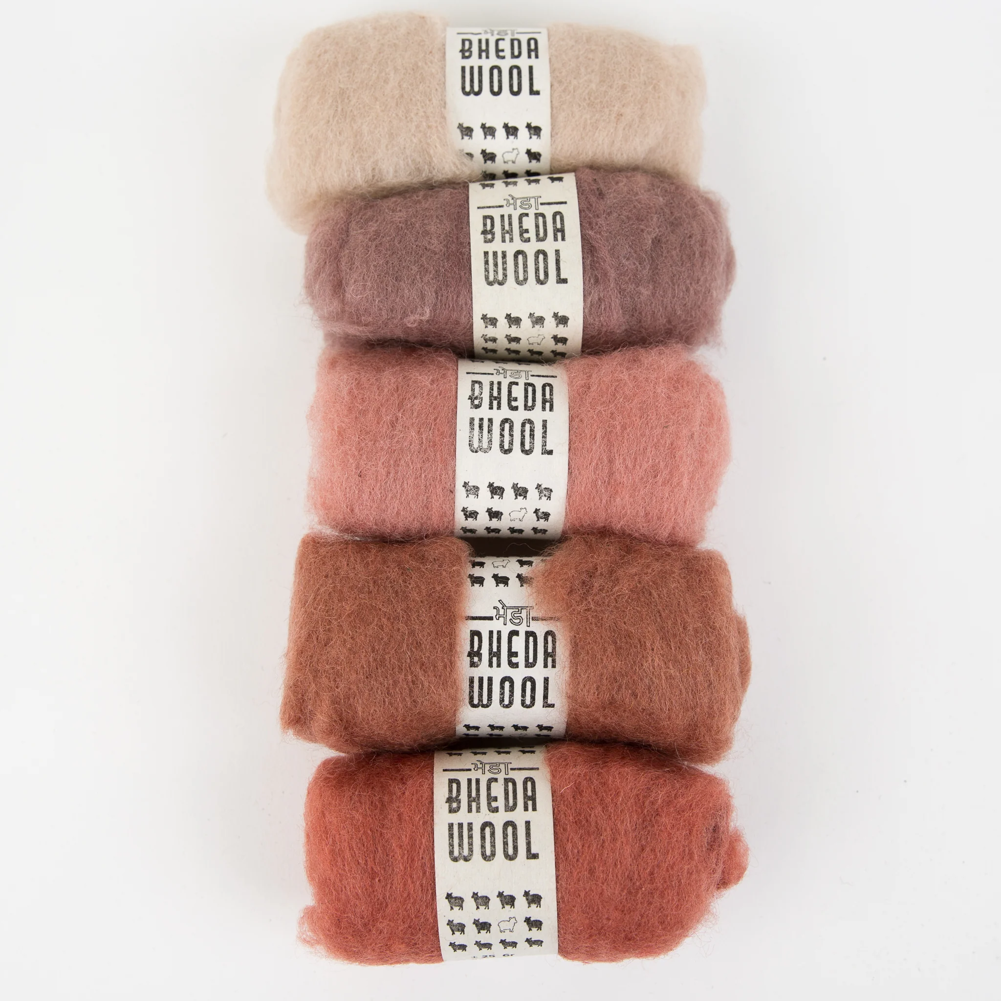 Bhedawool Roving 25g - Five Colour Pack - Terra