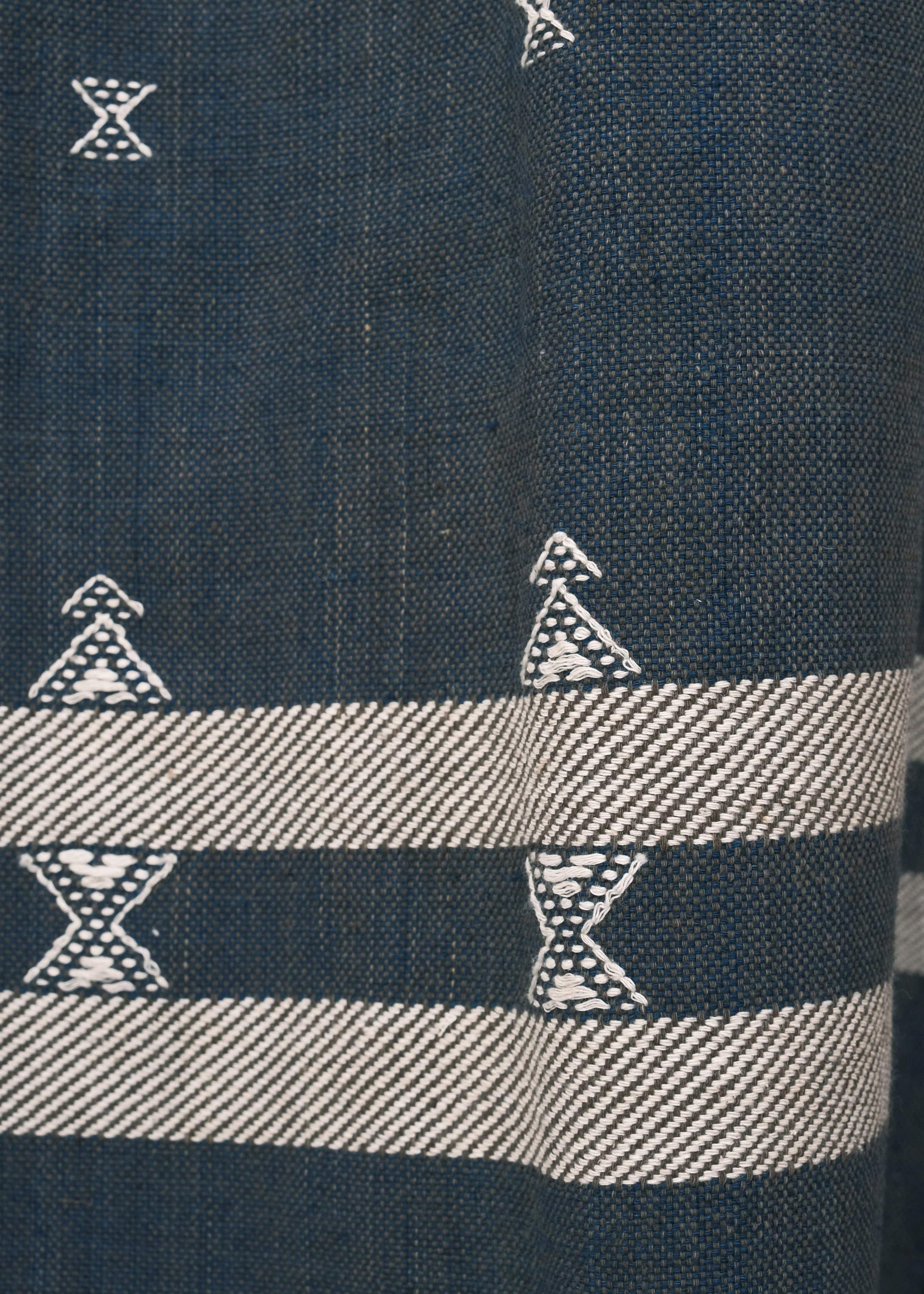 Bhujodi Throw - Handwoven Kala Cotton - Indigo & Clay - Image 5