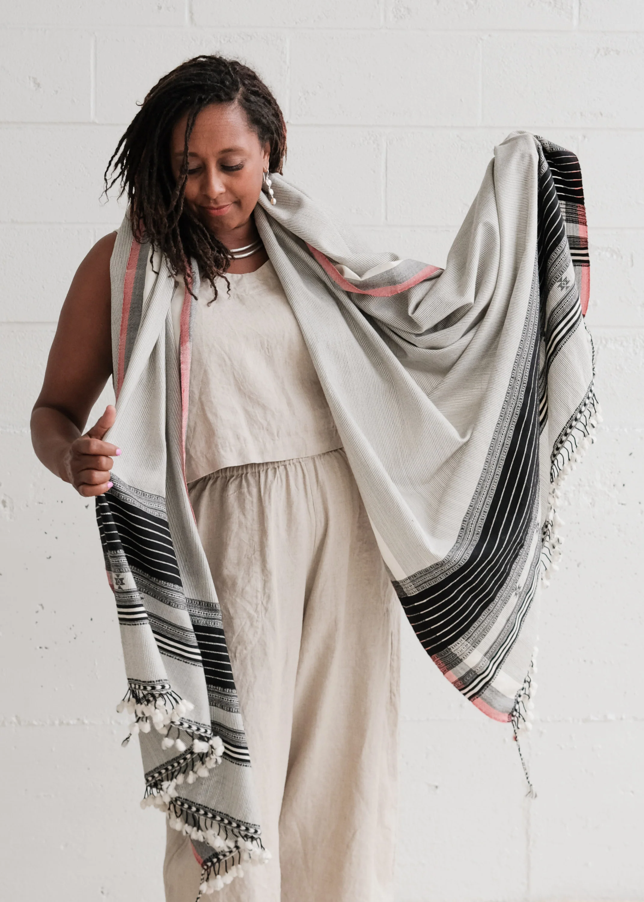 Bhujodi - Wool Shawl - Fine Stripe - Image 11