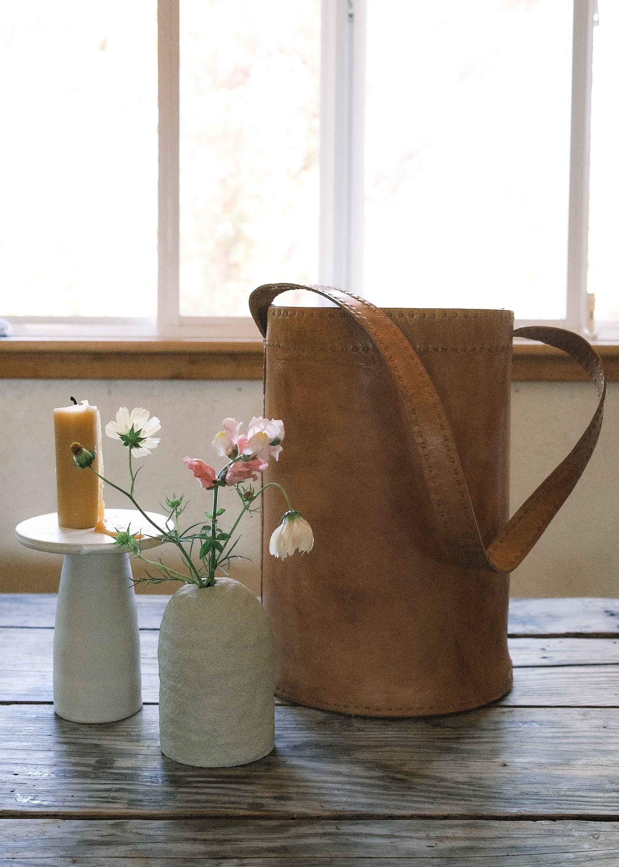Leather Bucket Bag - Tan - Image 4