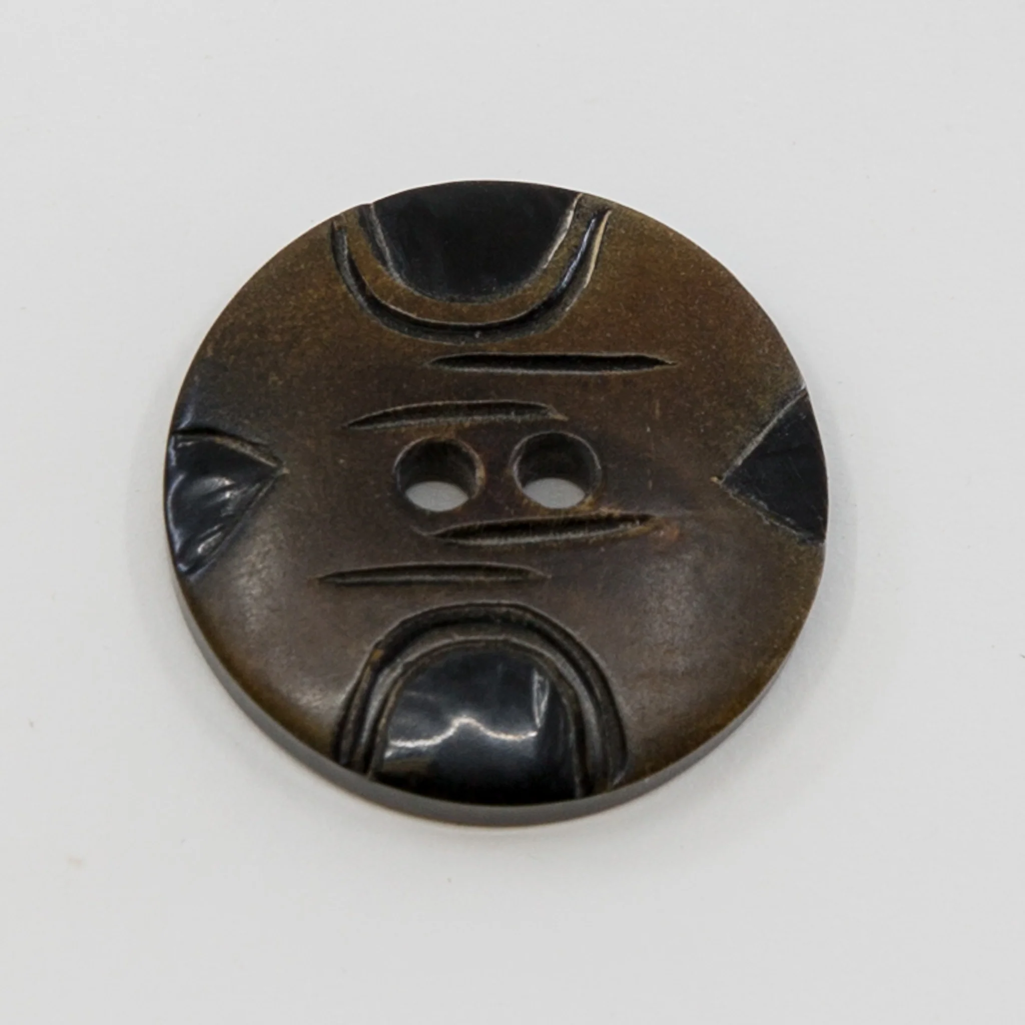Handcarved Horn Button - Curved Cross