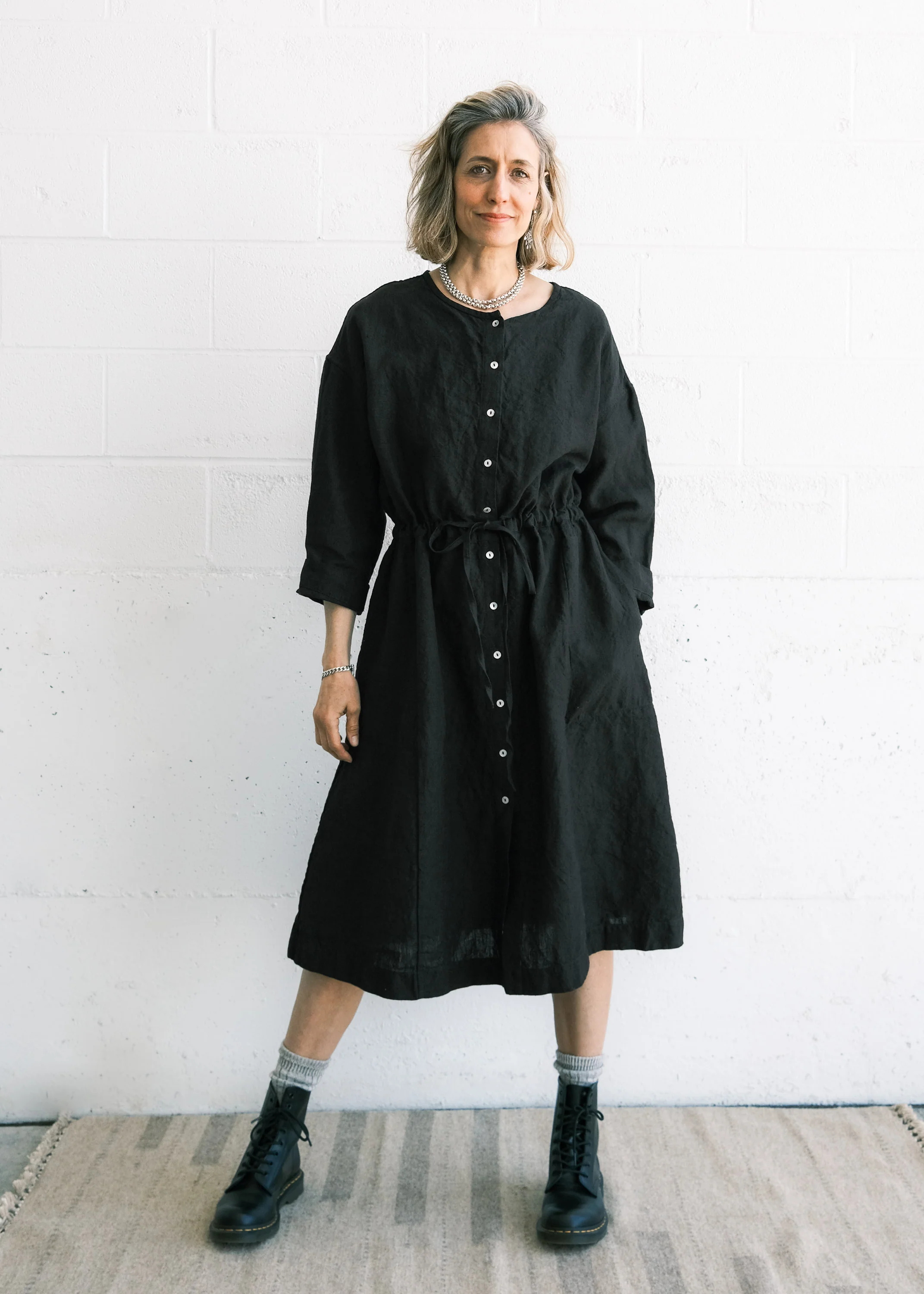 Cardamom Dress - Handwoven Linen - Black - Image 8