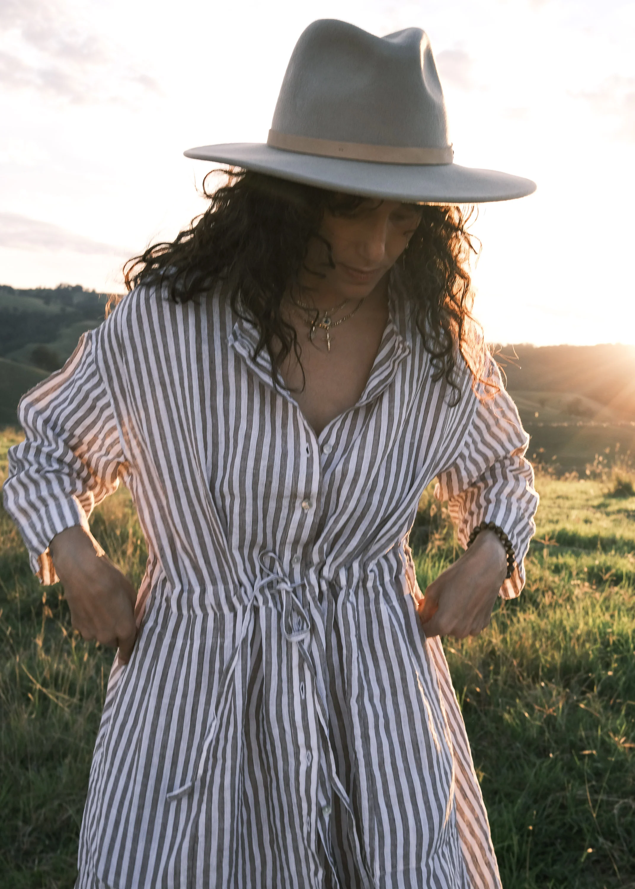 Cardamom Dress - Handwoven Linen - Sand Stripe - Image 11