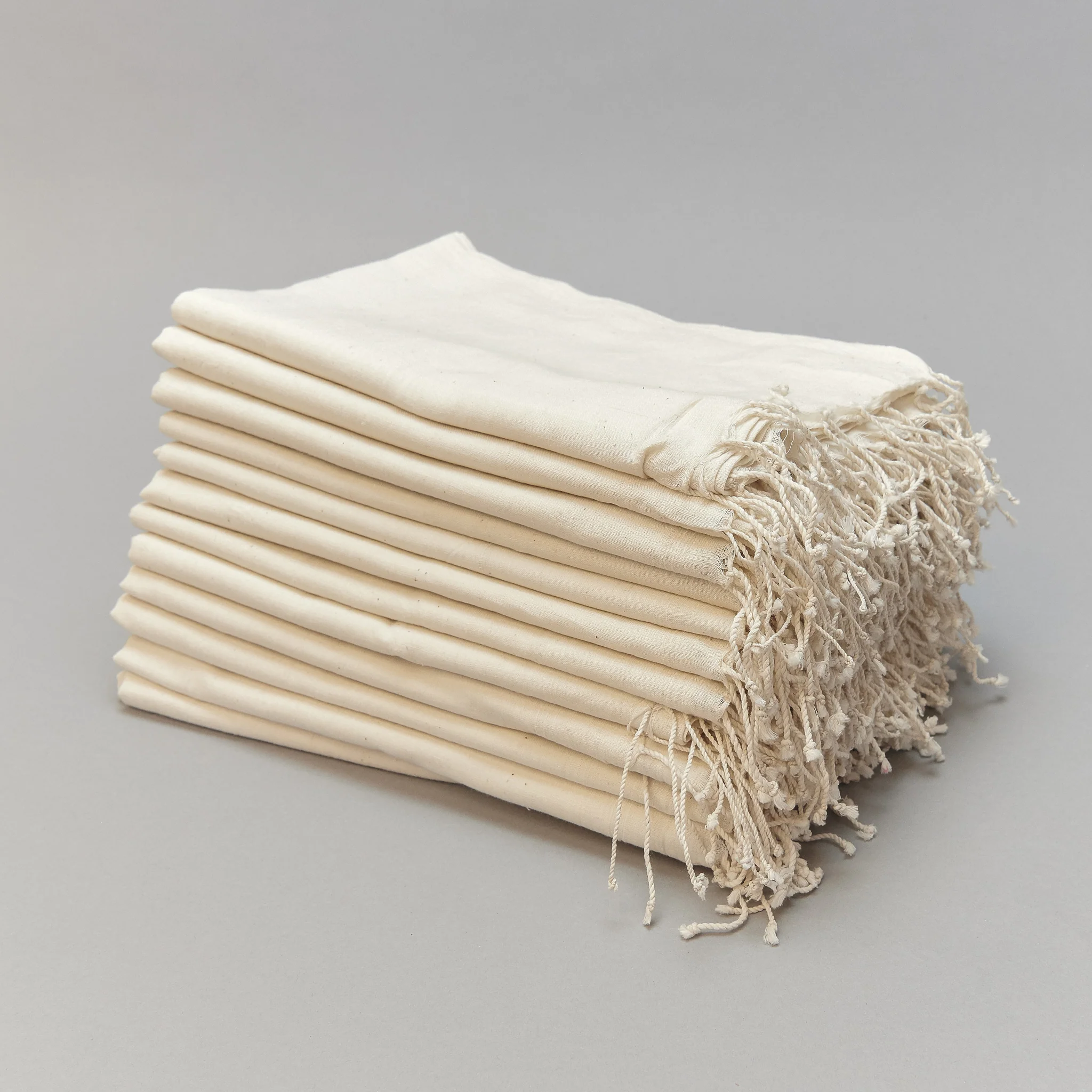 Scarves - Cotton Fine Handspun Handwoven - Natural (12 Pack)