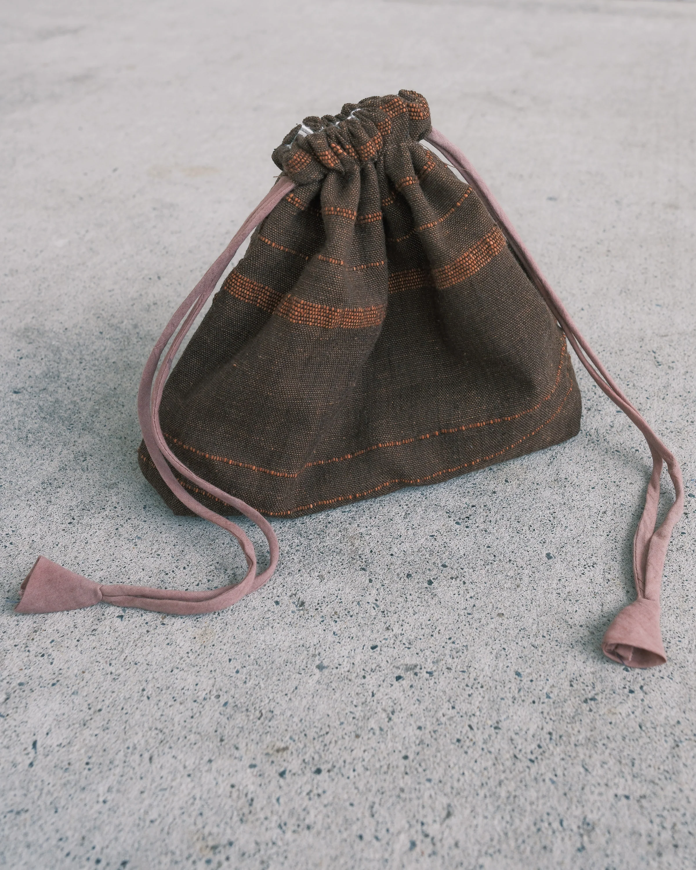 Drawstring Bag - Handwoven Cotton - Rosewood - Image 2