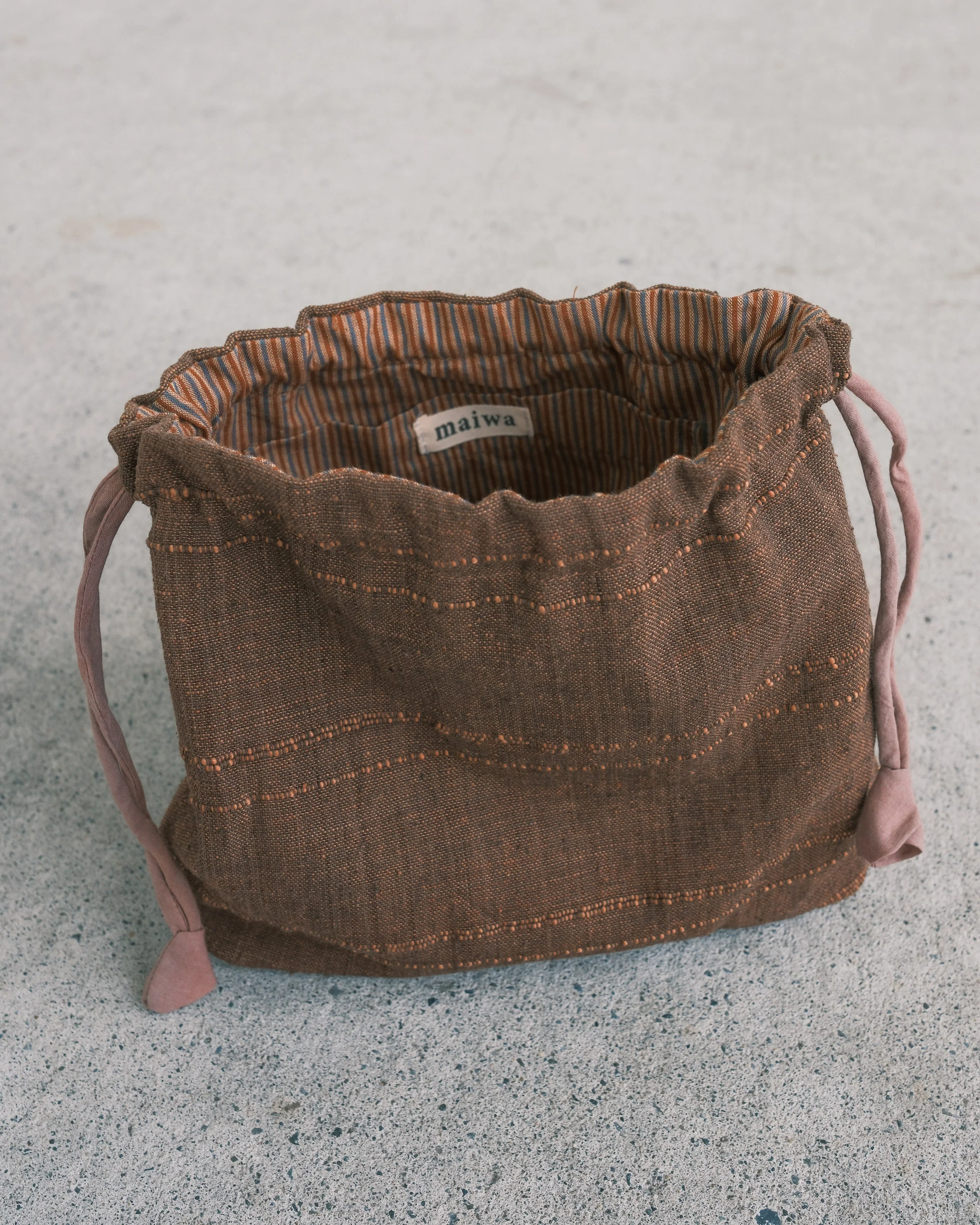 Drawstring Bag - Handwoven Cotton - Rosewood - Image 5