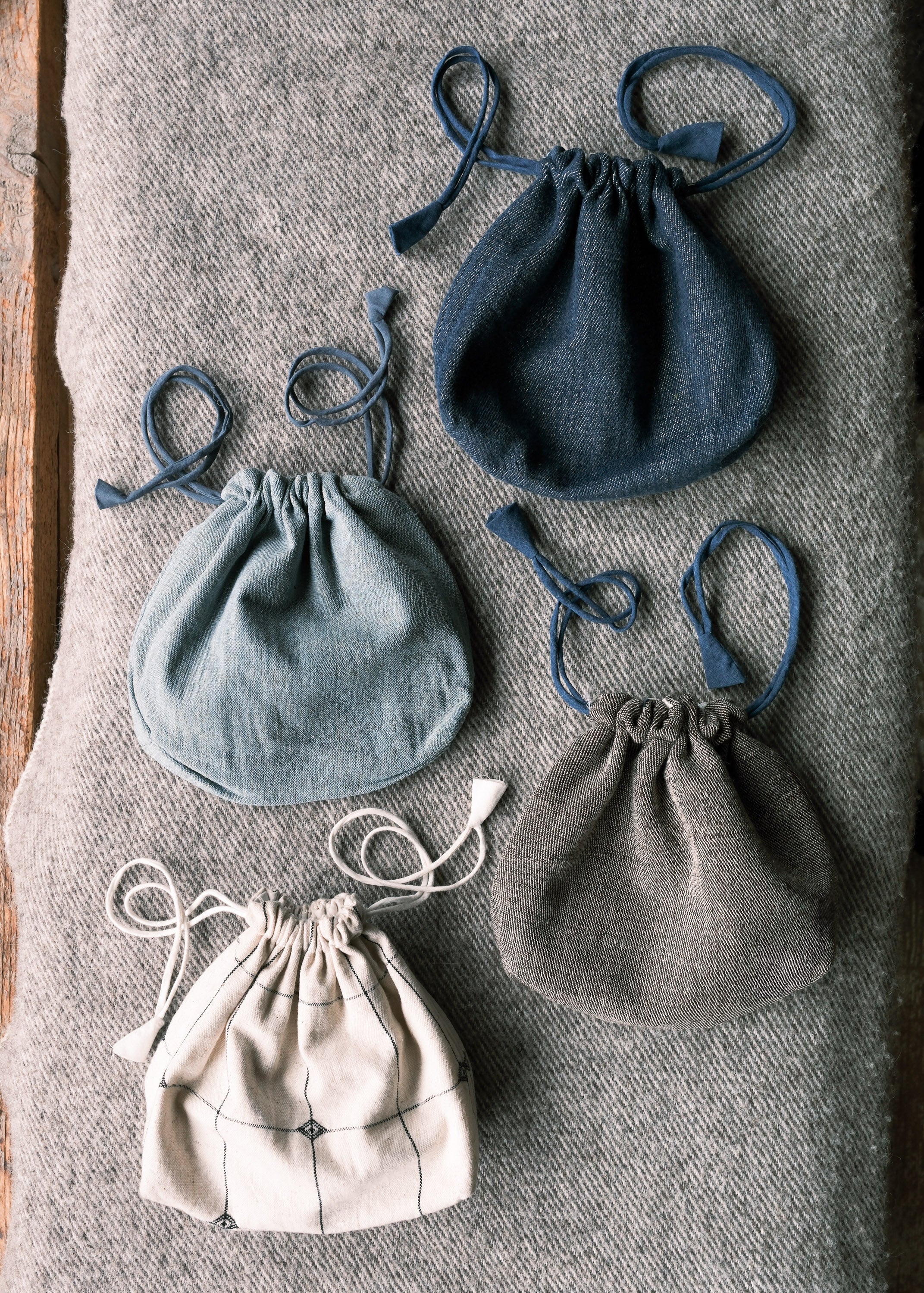 Drawstring Bag - Handwoven Cotton - Sea Glass - Image 2