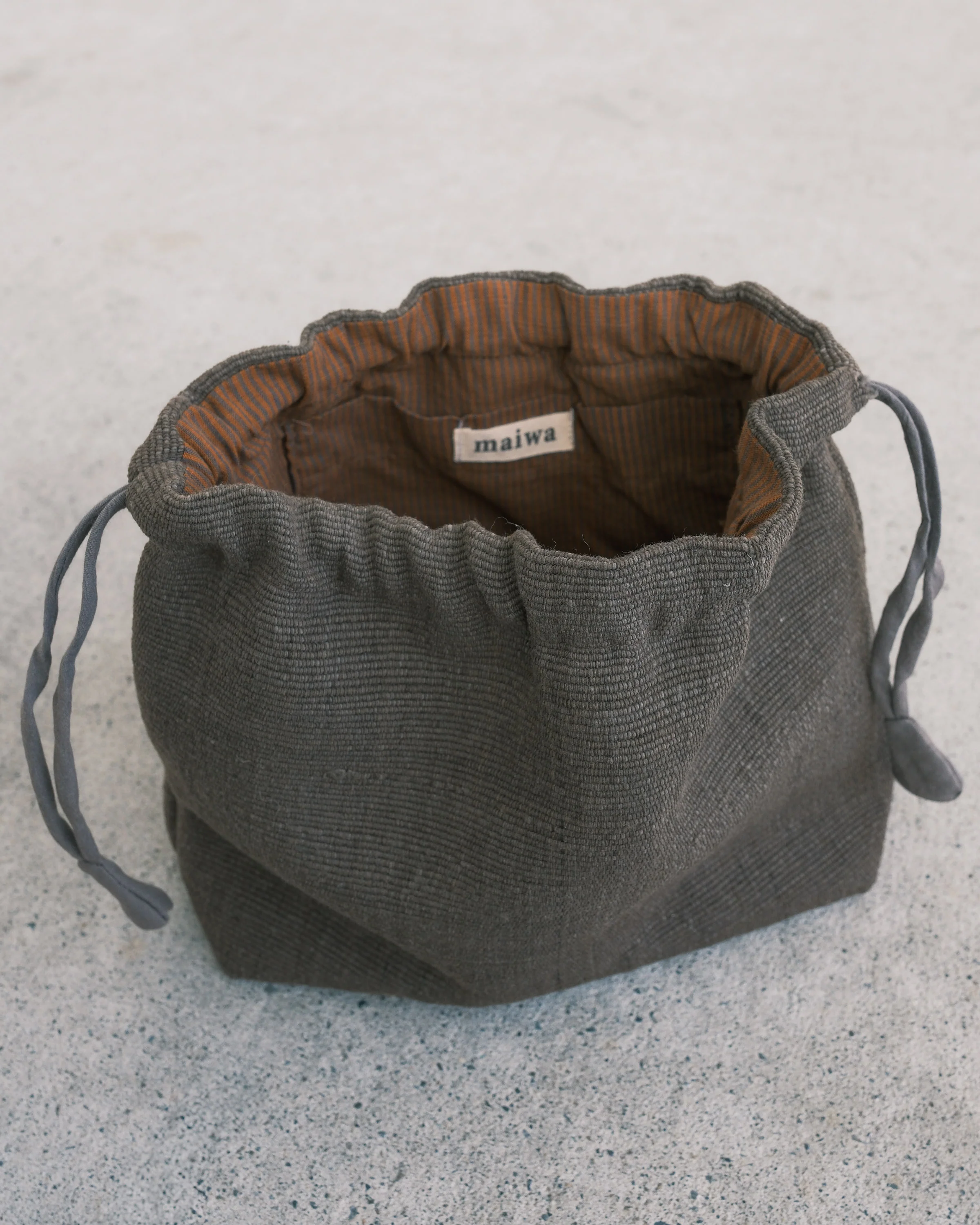 Drawstring Bag - Handwoven Cotton - Slate
