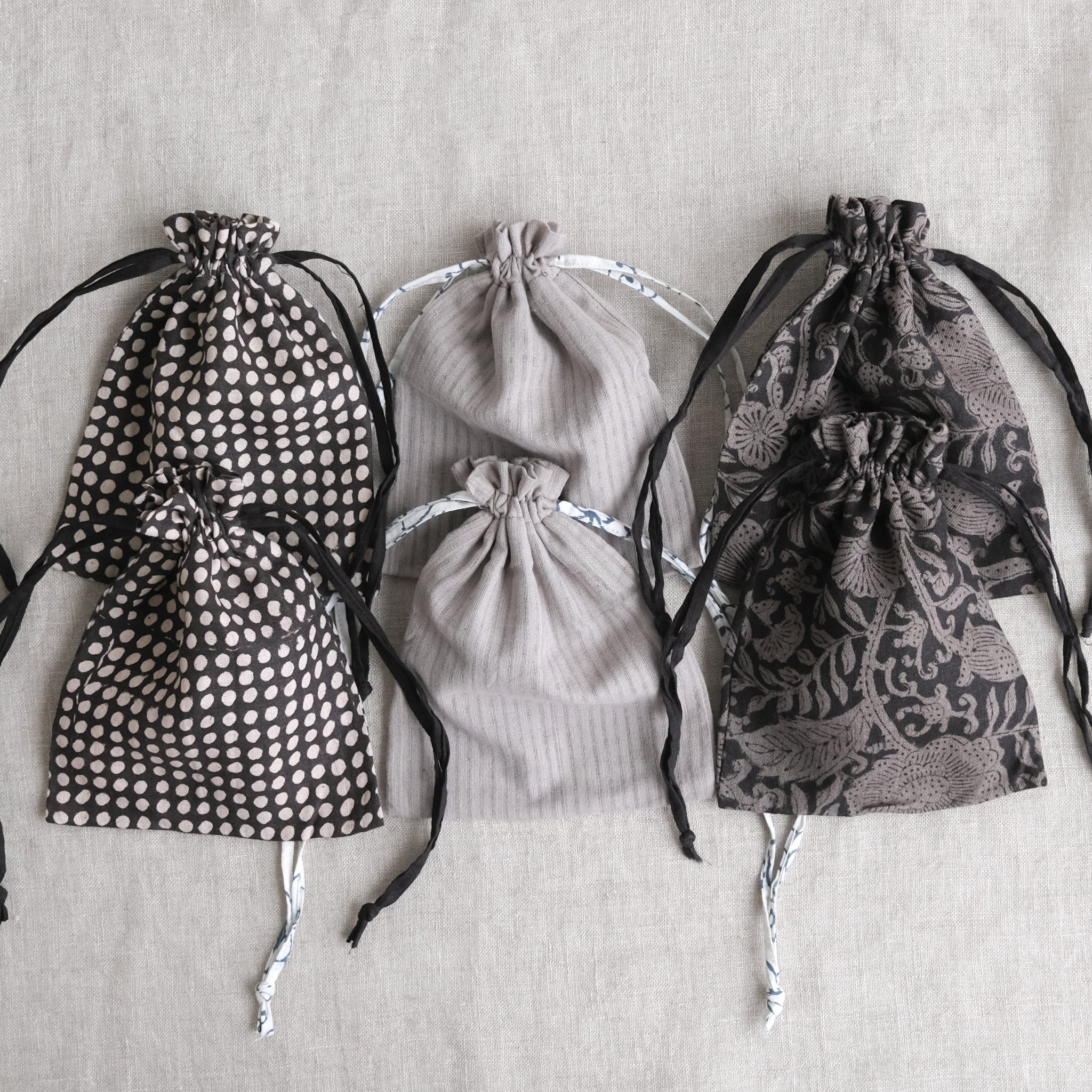 Drawstring Bag - Small - Set of 6 - Dark Granite