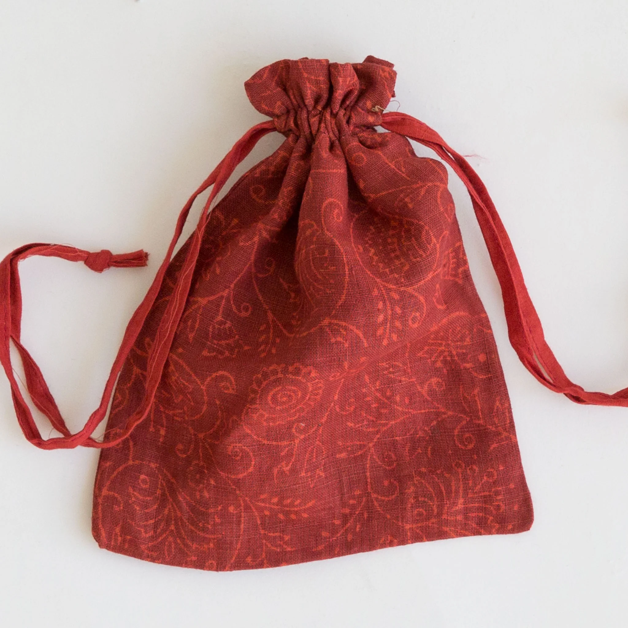 Drawstring Bag - Small - Red & Black