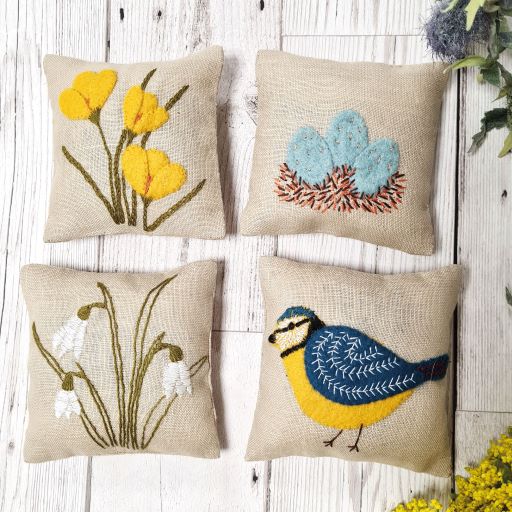 Embroidery Kit by Corinne Lapierre - Linen Lavender Bags - Spring Garden