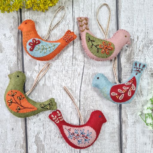 Embroidery Felt Craft Kit by Corinne Lapierre - Folk Birds