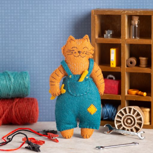 Embroidery Felt Craft Kit by Corinne Lapierre - Mr Cat Mechanic