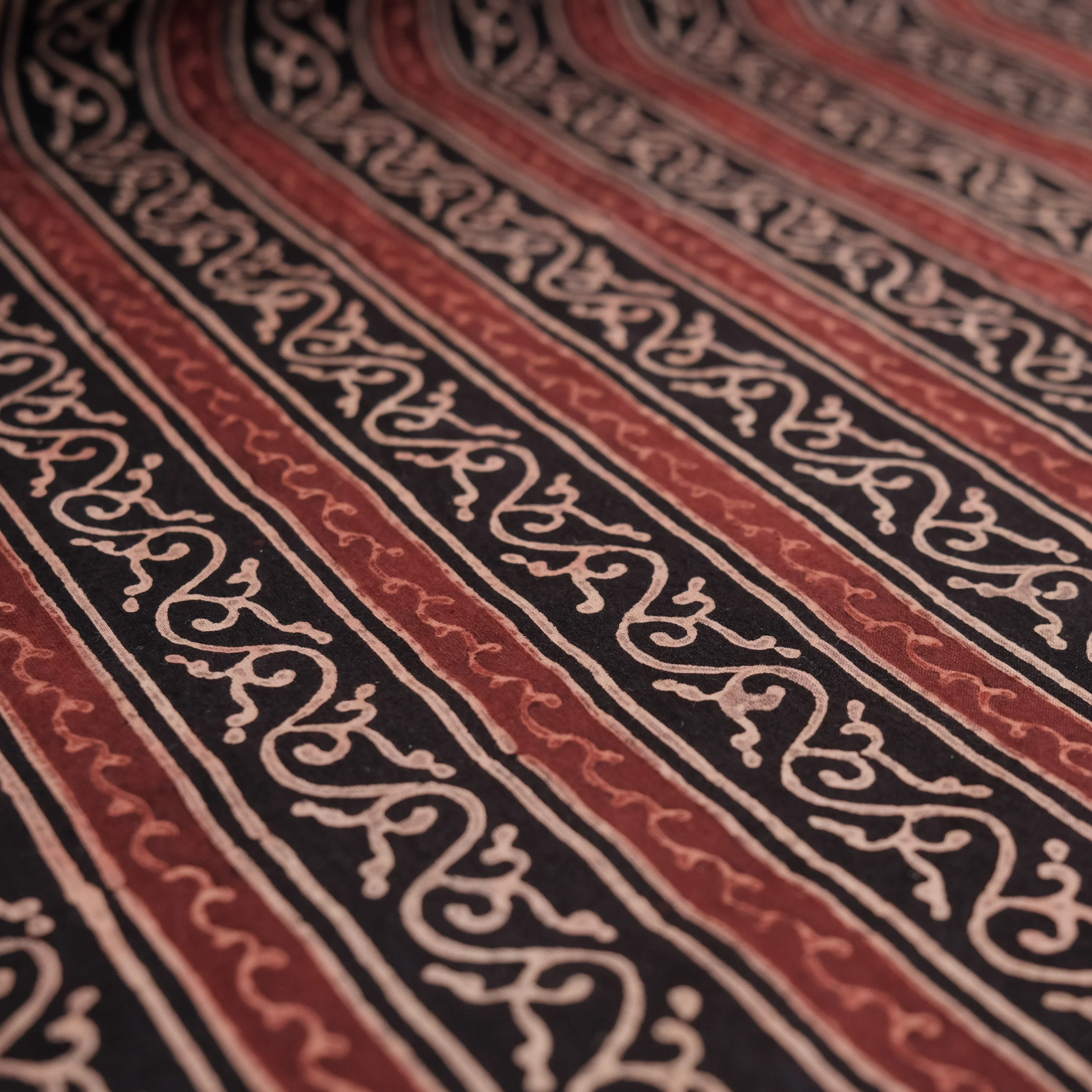 Fabric - Organic Cotton Block Printed with Natural Dyes - Botanical Stripe - Image 4