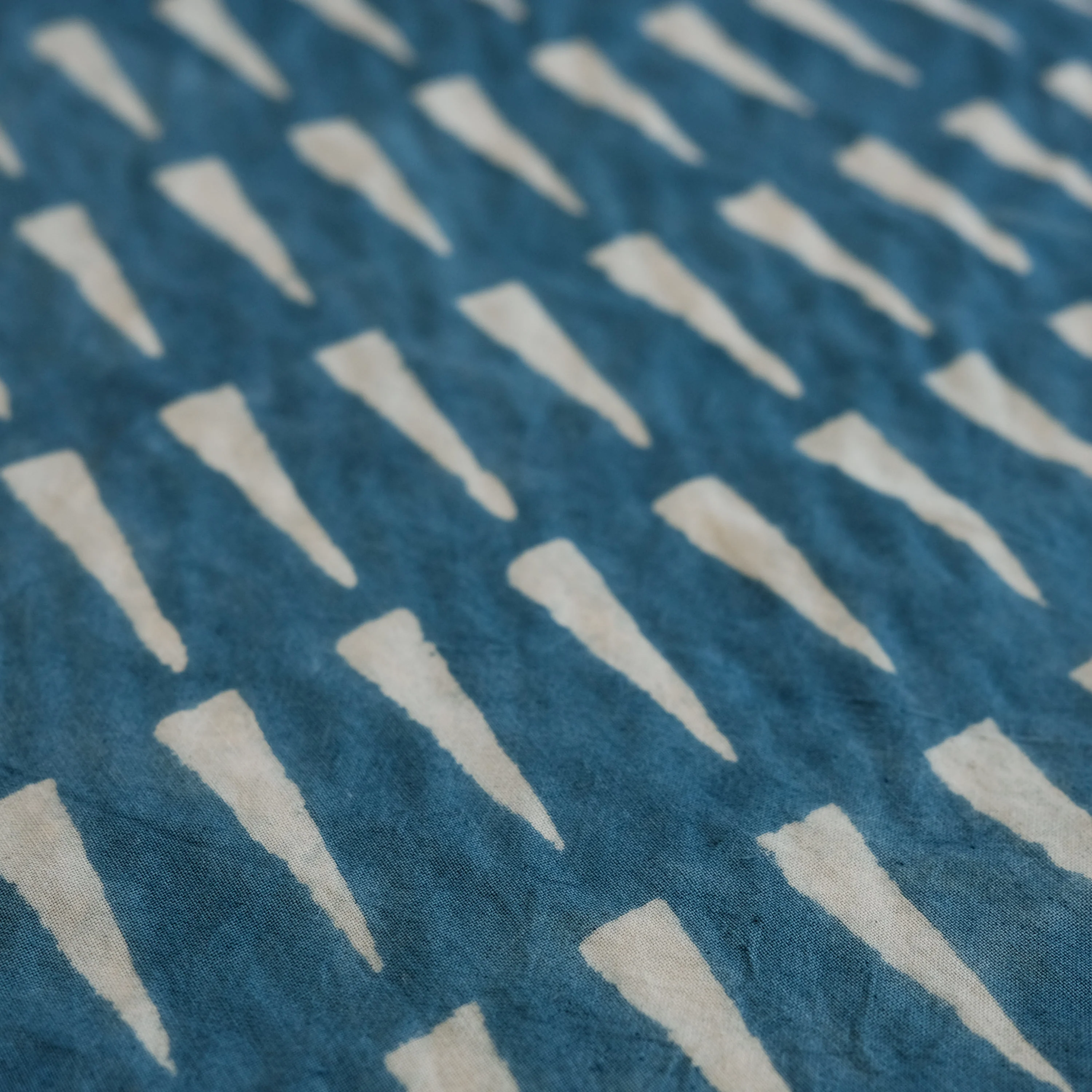 Fabric - Organic Cotton Block Printed with Natural Dyes - Indigo Peaks - Image 4