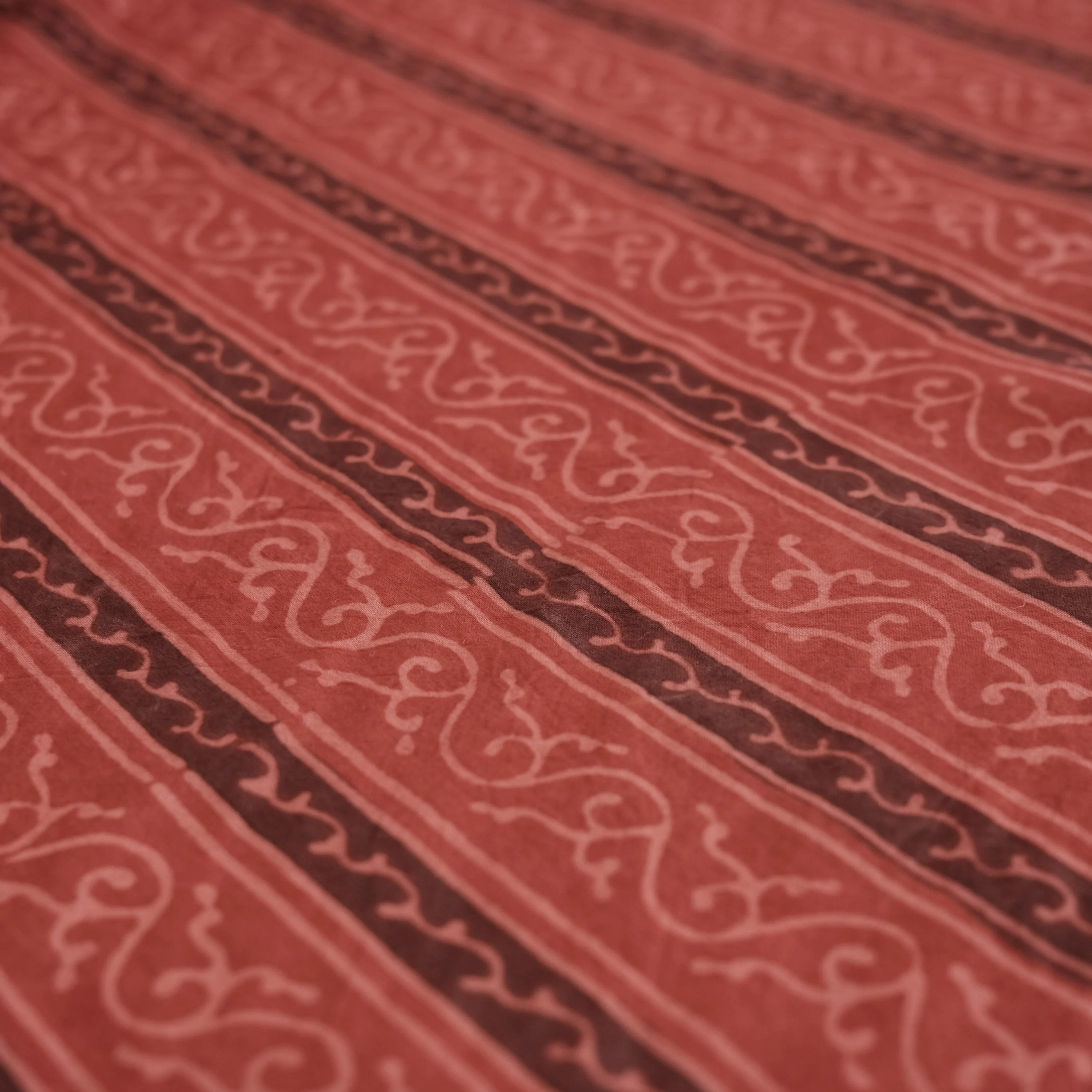 Fabric - Organic Cotton Block Printed with Natural Dyes - Madder Botanical Stripe - Image 3