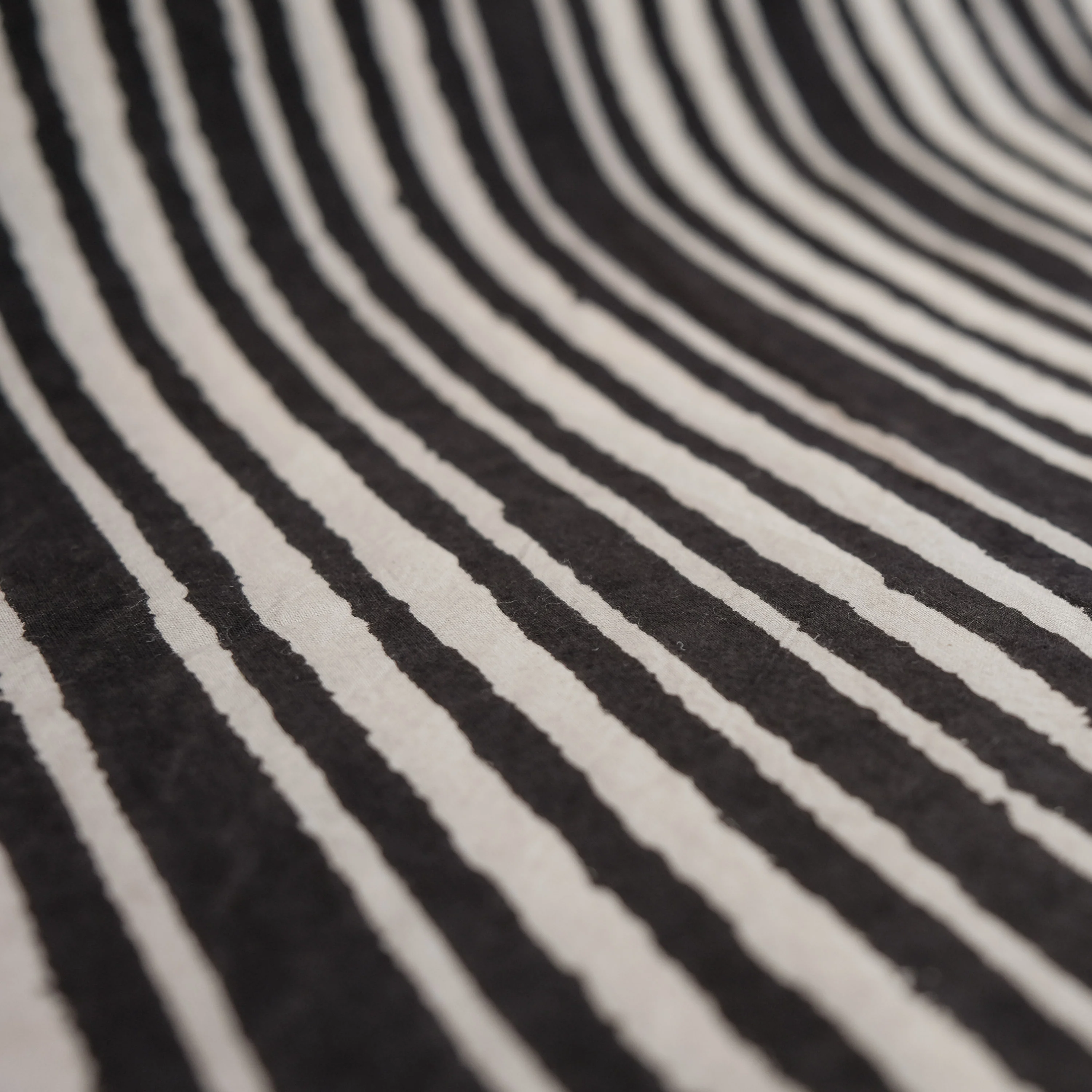 Fabric - Organic Cotton Block Printed with Natural Dyes - Night Stripes Ash - Image 4
