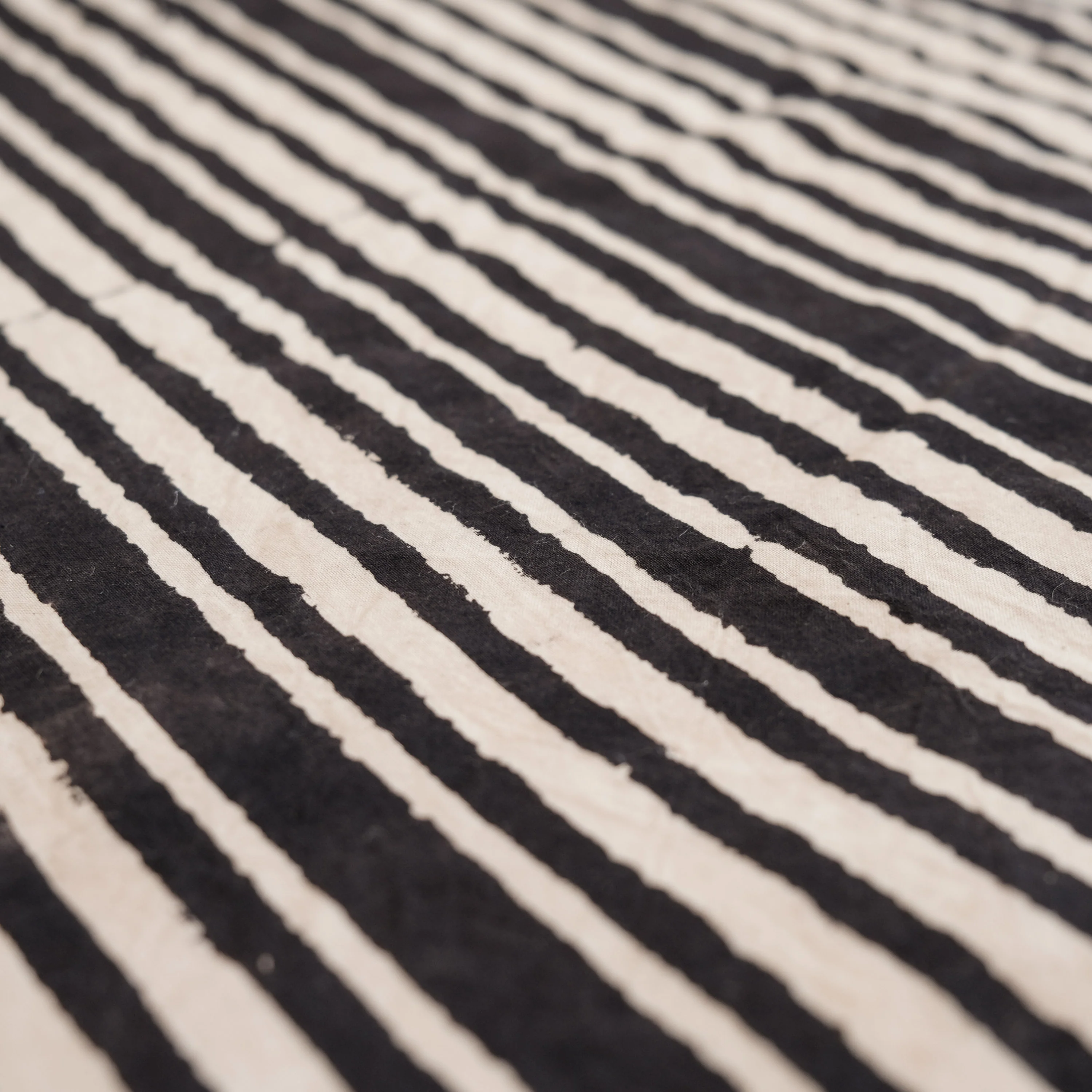 Fabric - Organic Cotton Block Printed with Natural Dyes - Night Stripes Cream - Image 4