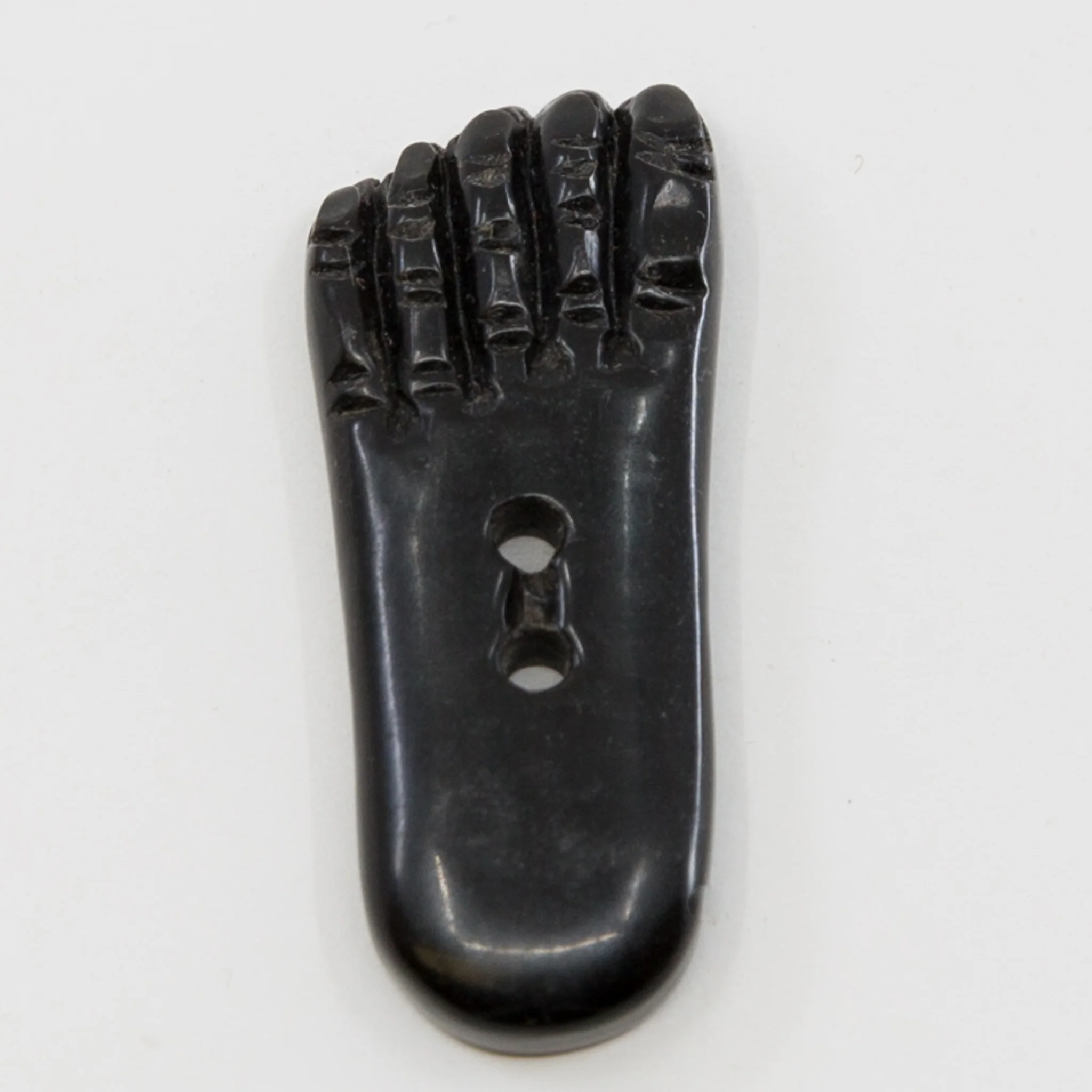 Handcarved Horn Button - Left Foot