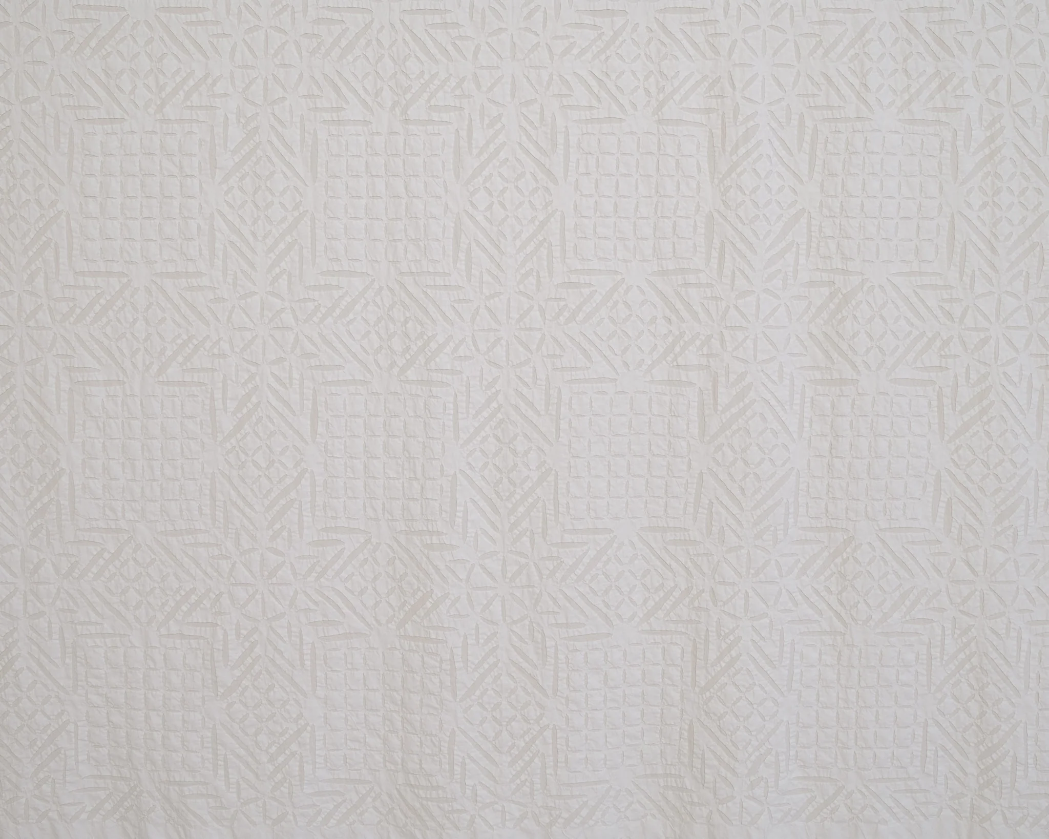 Handstitched Appliqué - White on Natural - Queen/King - Starburst - Image 6