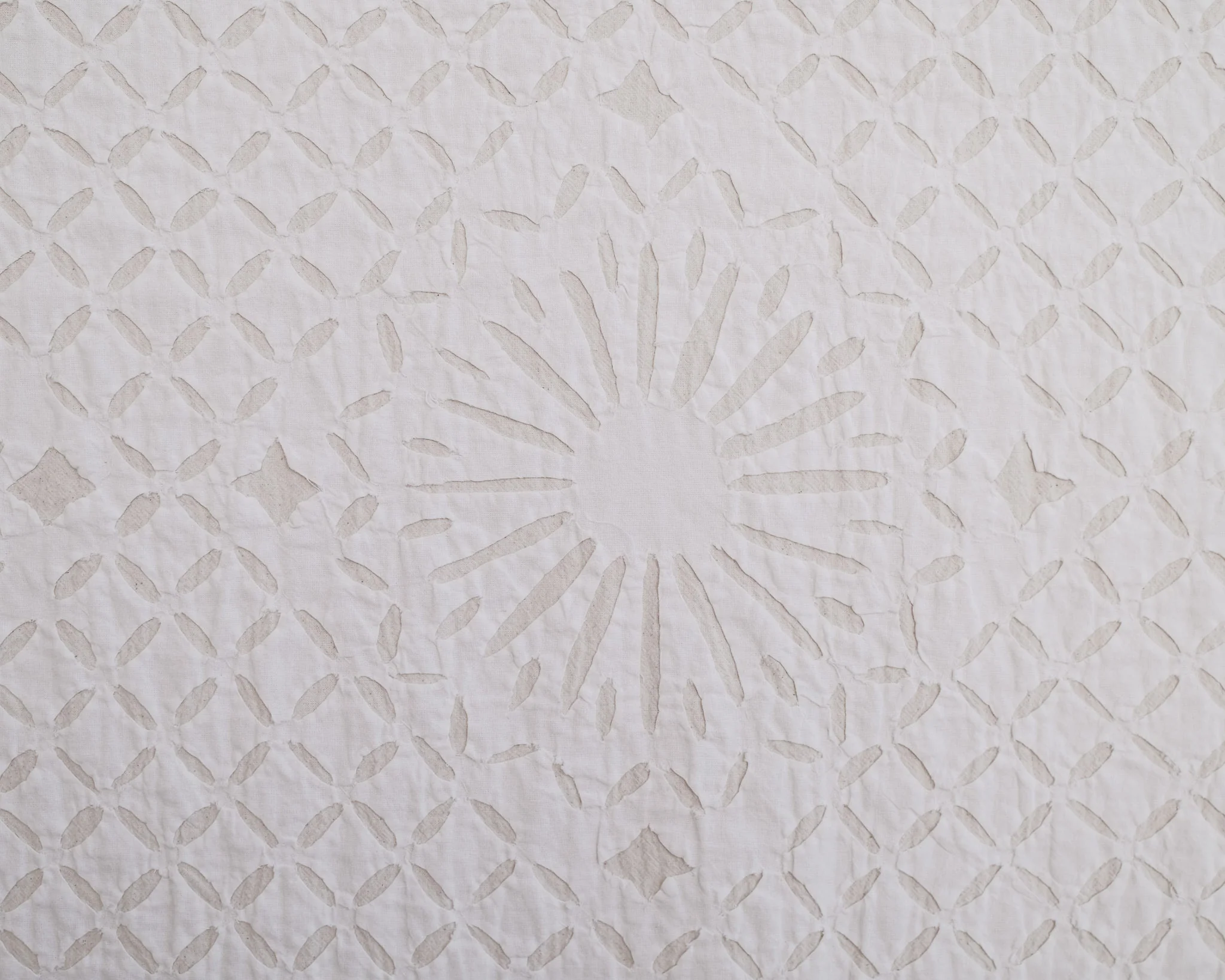 Handstitched Appliqué - White on Natural - Single/Twin - Sun - Image 4