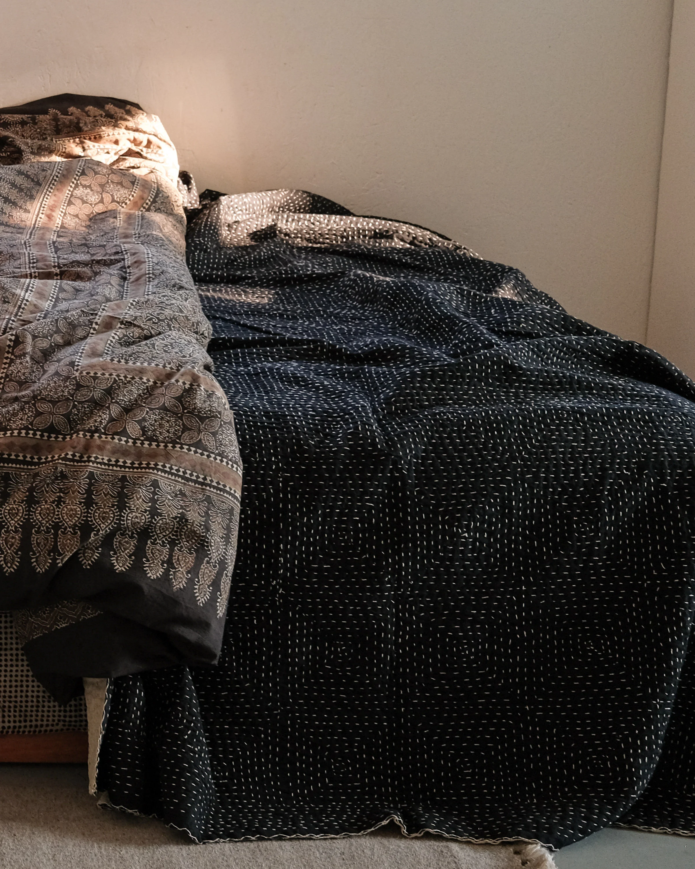 Black & White Handstitched Quilt - Image 6