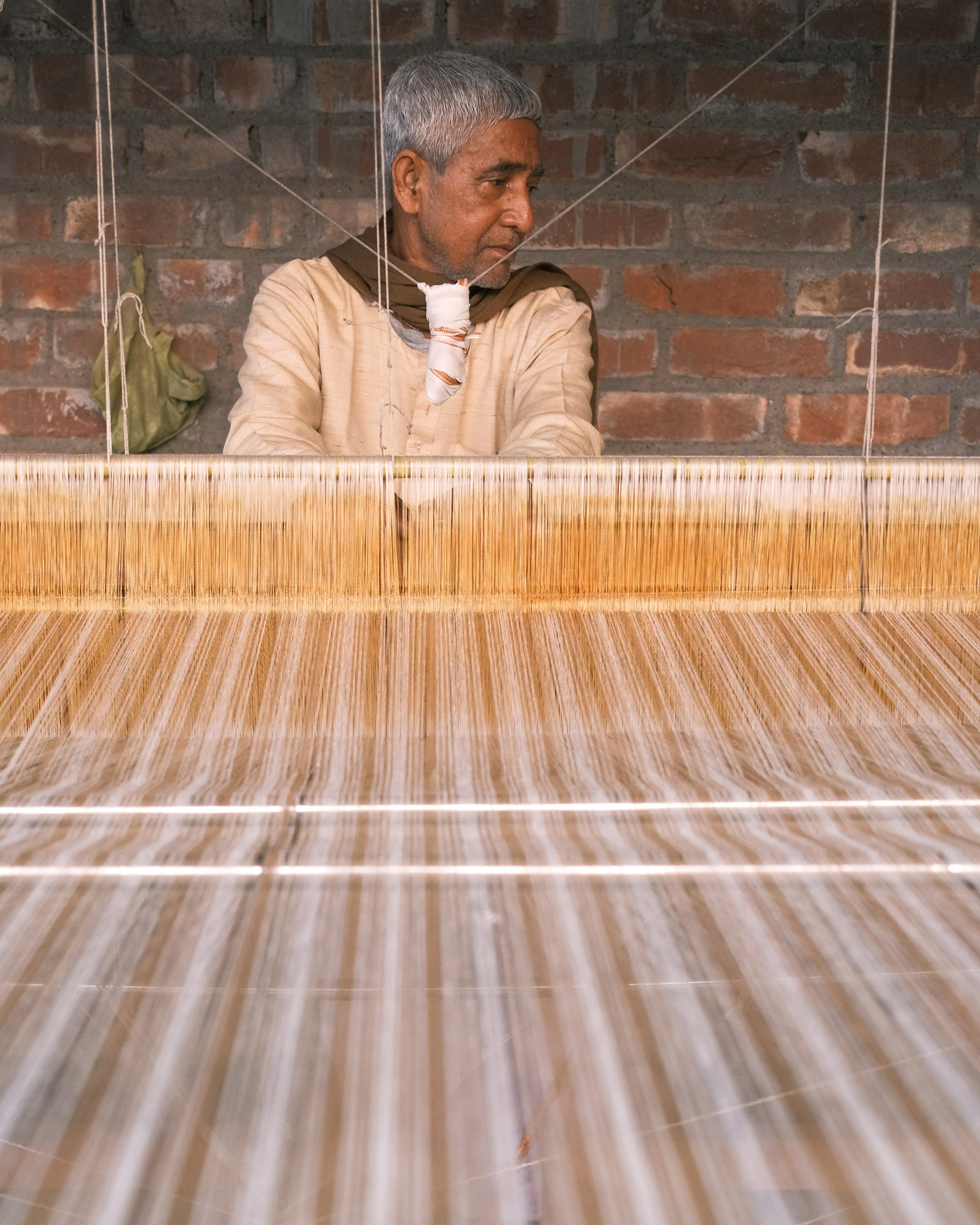 Handwoven Cotton Sheet - Red Clay Stripe - Image 9