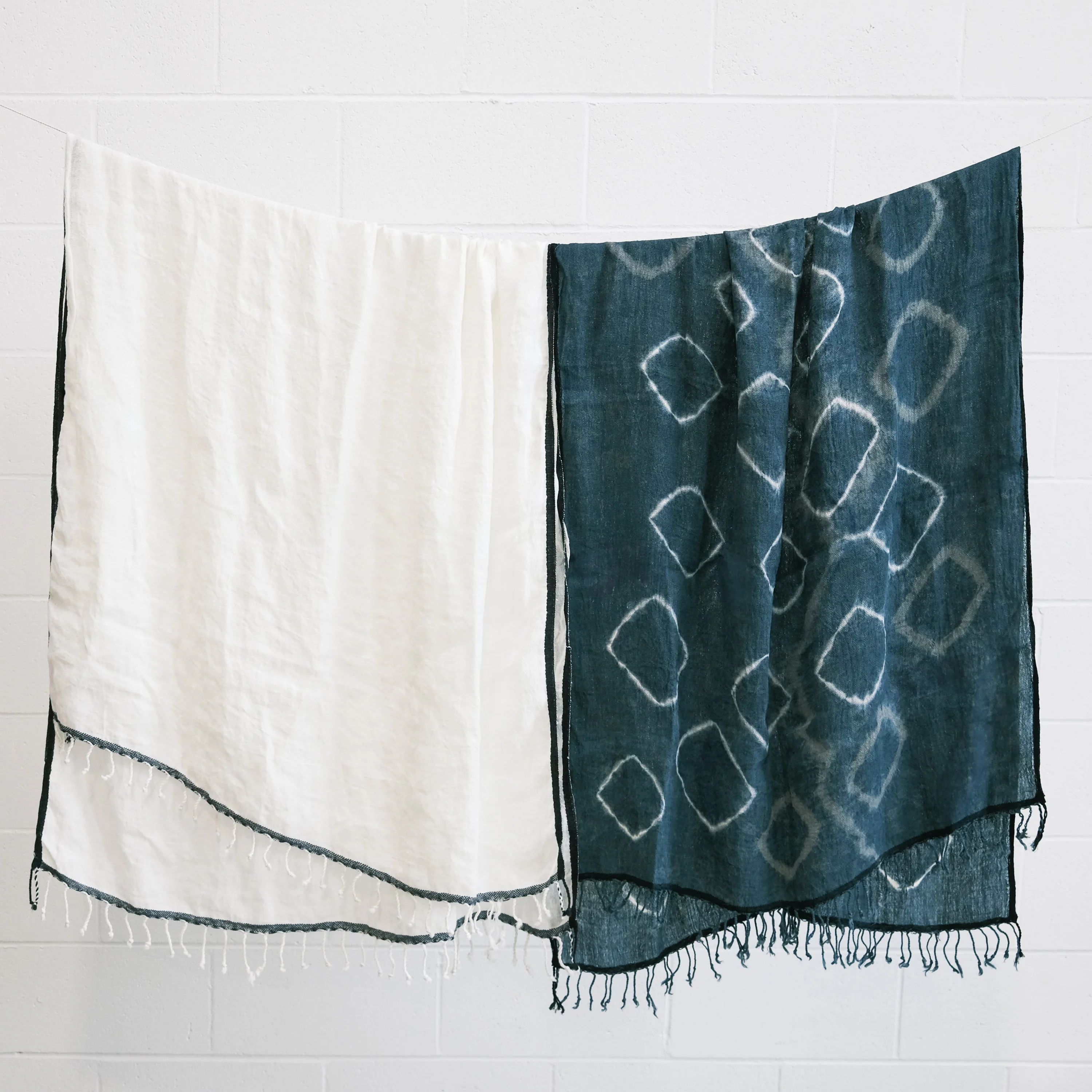 Shawl - Linen Handwoven with Black Border - Image 3