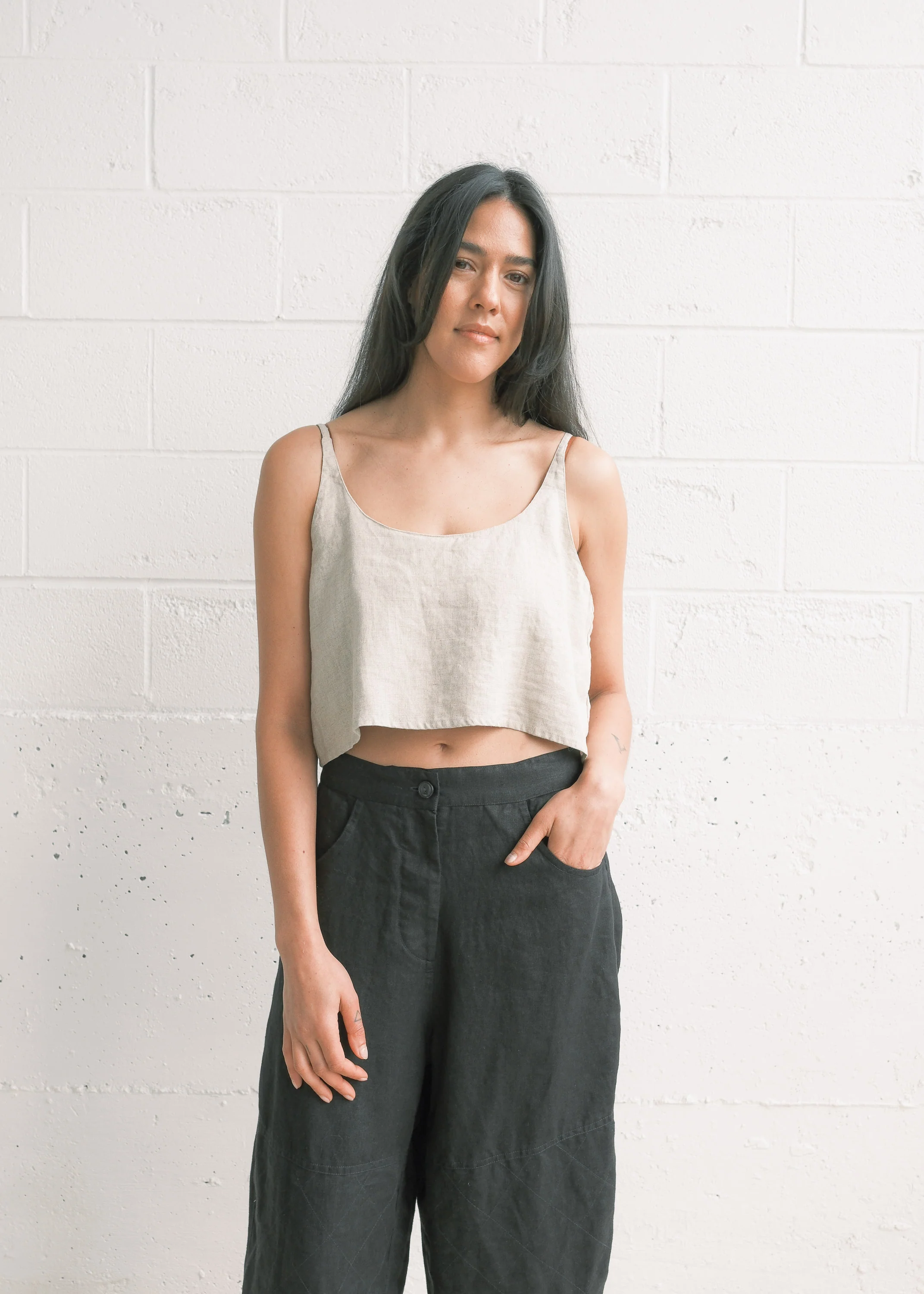 Hibiscus Crop Tank - Linen - Natural - Image 3