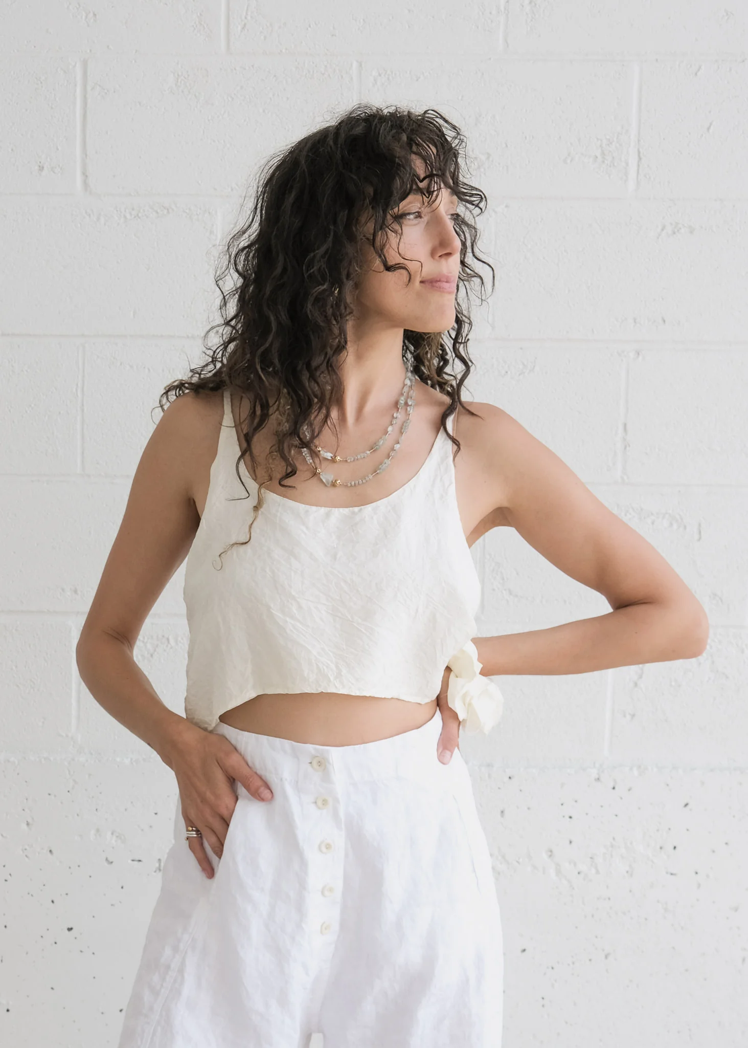 Hibiscus Crop Tank - Handwoven Mulberry Silk - Image 2