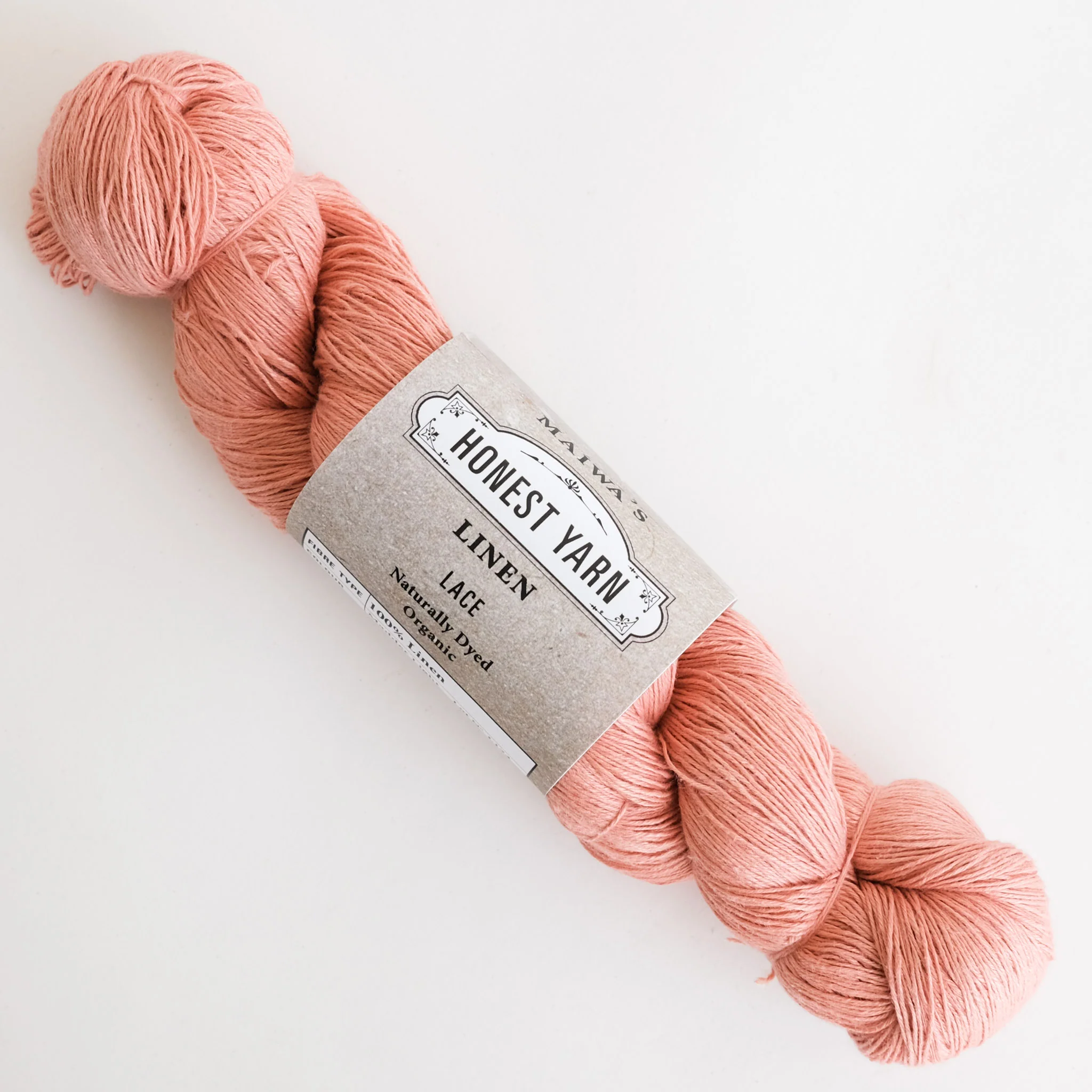 Honest Yarn - Naturally Dyed Organic Linen - Lace - Madder Light - Image 2