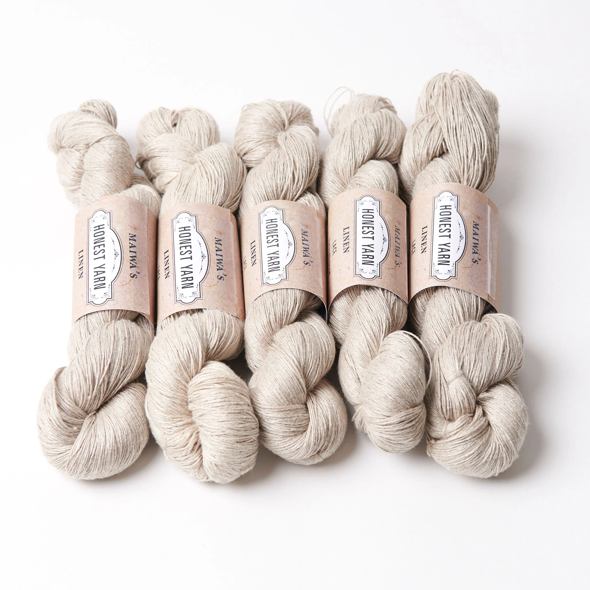 Honest Yarn - Organic Linen - Lace - Natural Undyed - 5 Pack
