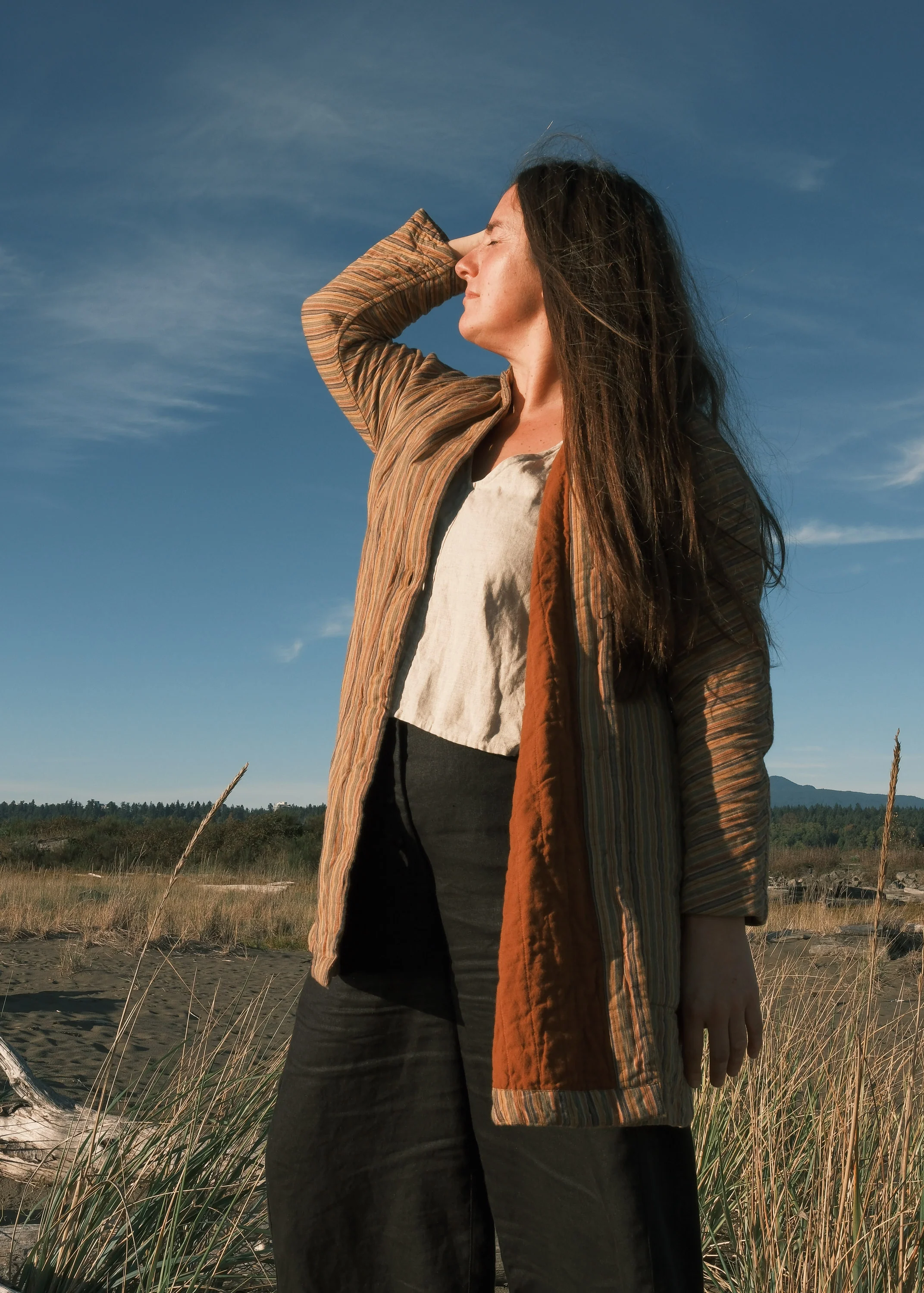 Quilted Jasmine Coat - Organic Cotton - Sand Dune - Image 8