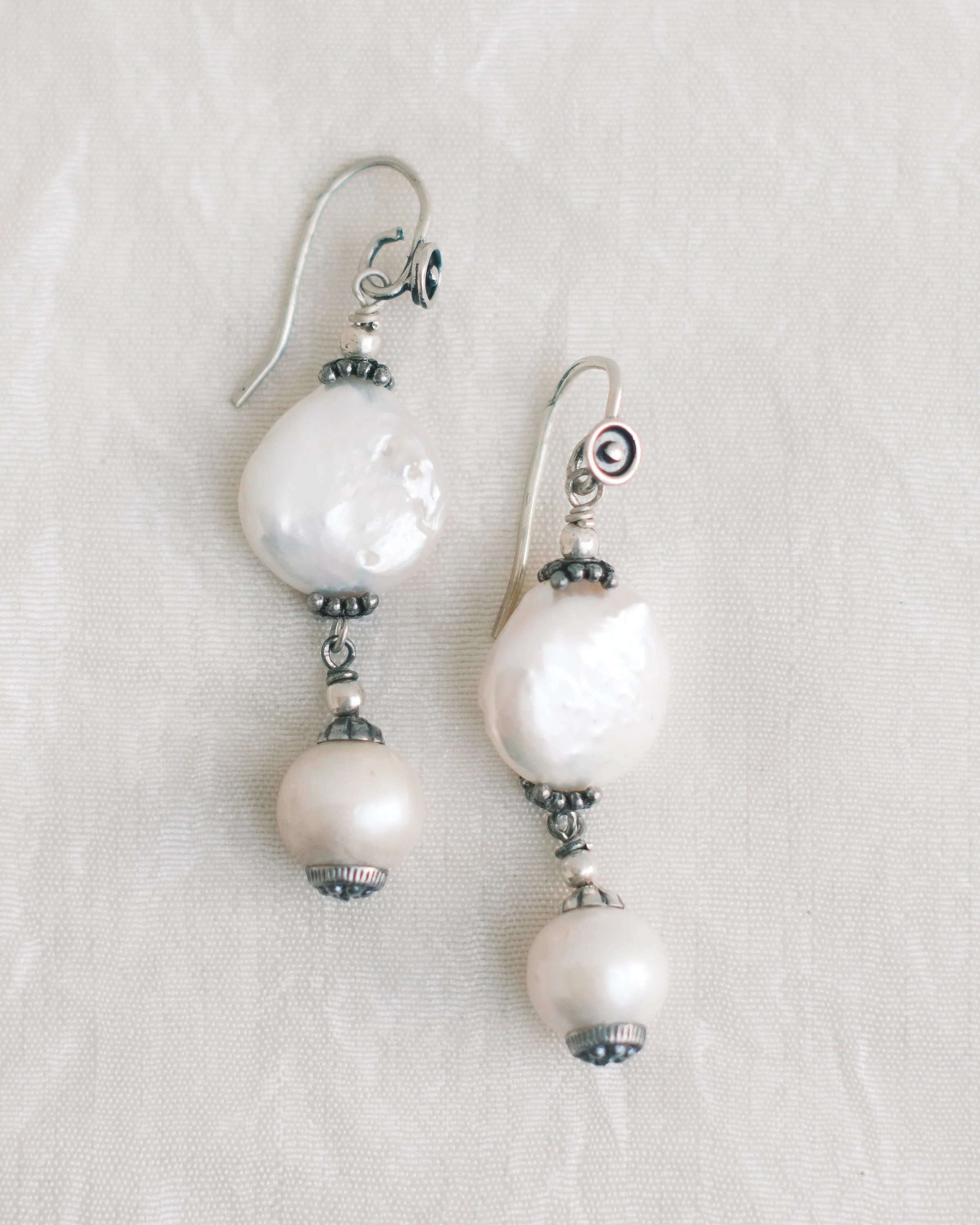 Jewellery - Earrings - Silver & Pearl Droplets