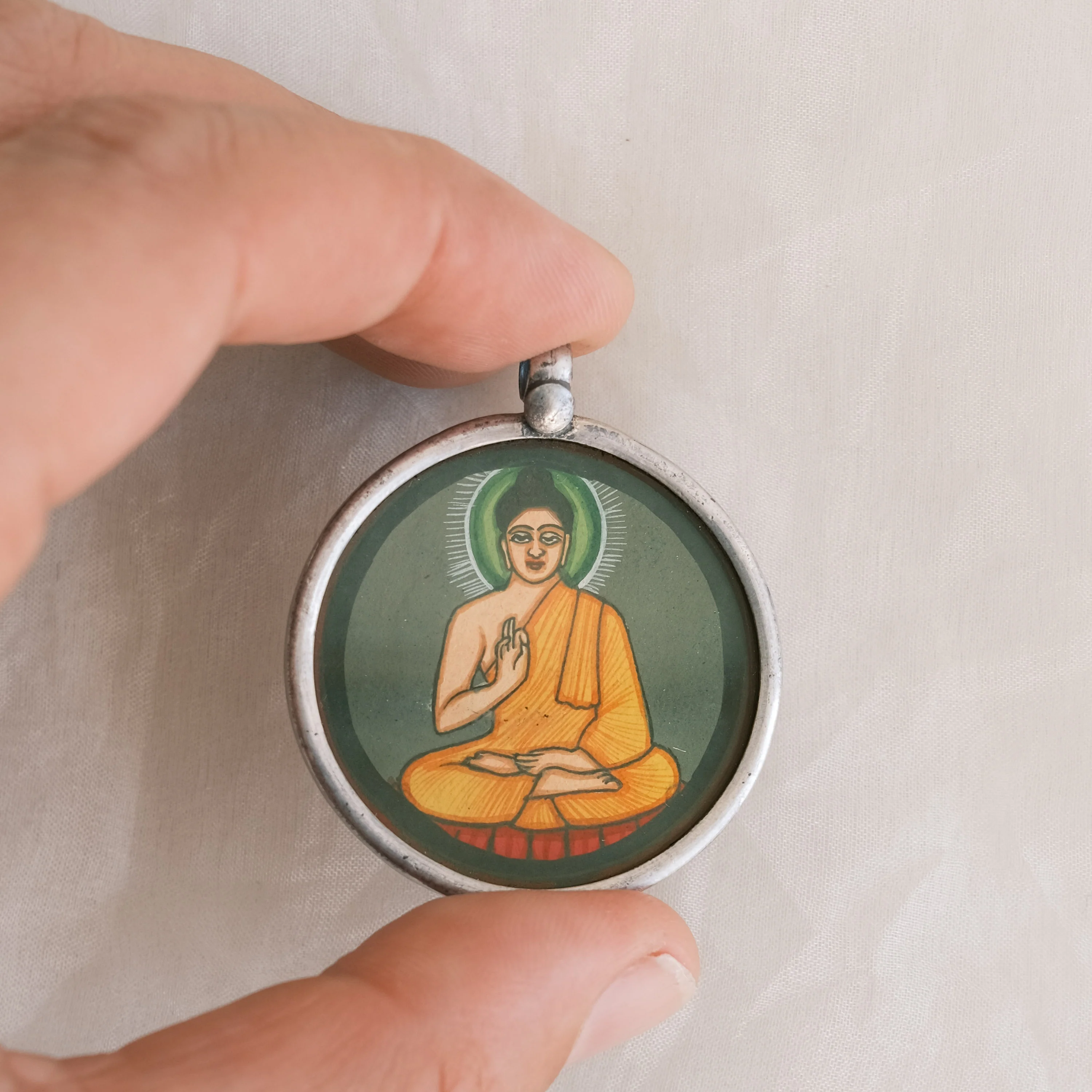Jewellery - Hand Painted Pendant - Golden Buddha - Image 2