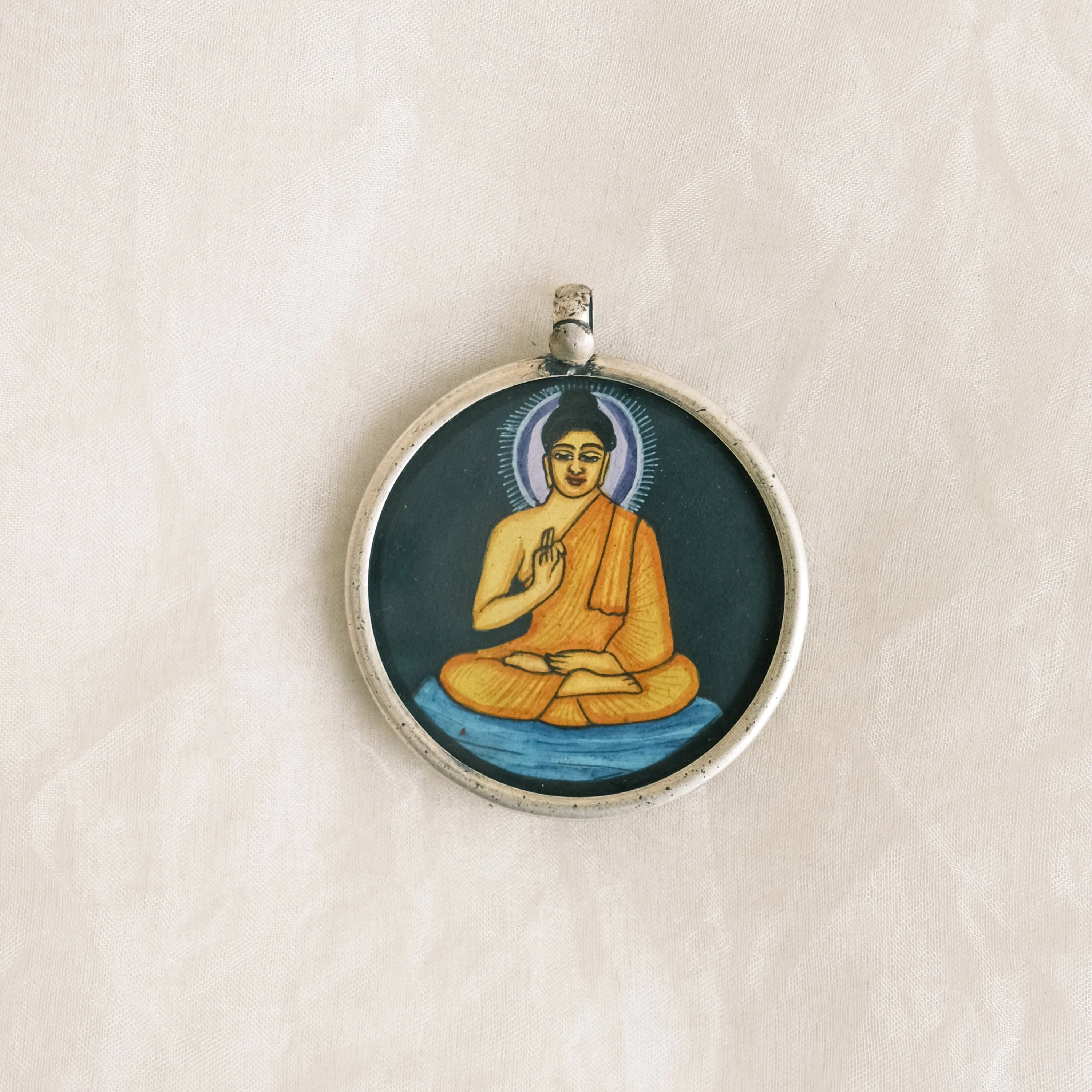 Jewellery - Hand Painted Pendant - Indigo Buddha