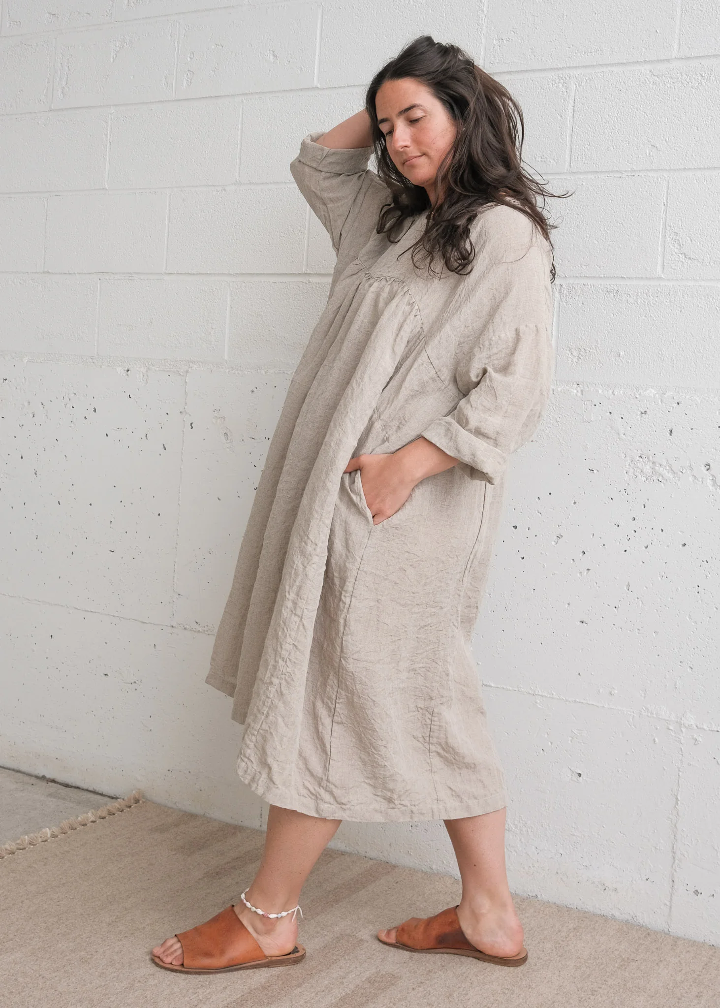 Journeywoman - Wayfinder Smock - Handwoven Natural Linen - Image 3