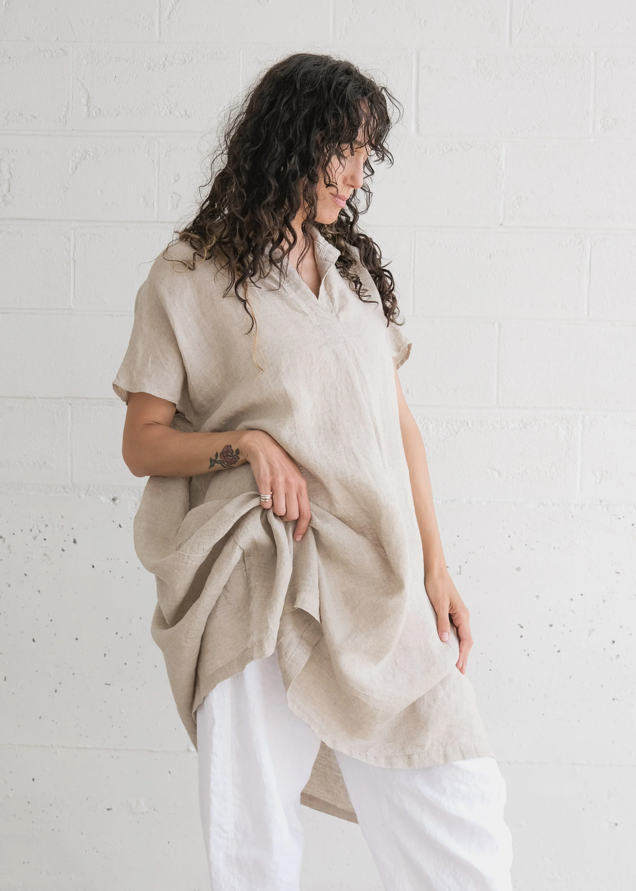 Journeywoman - Wiseheart Dress - Handwoven Linen - Natural - Image 5