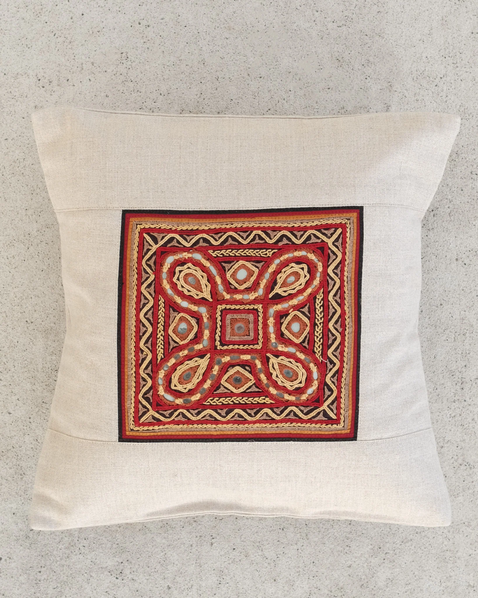 Kachchh Embroidery - 12" Cushion Cover - Ahir - Red Sky