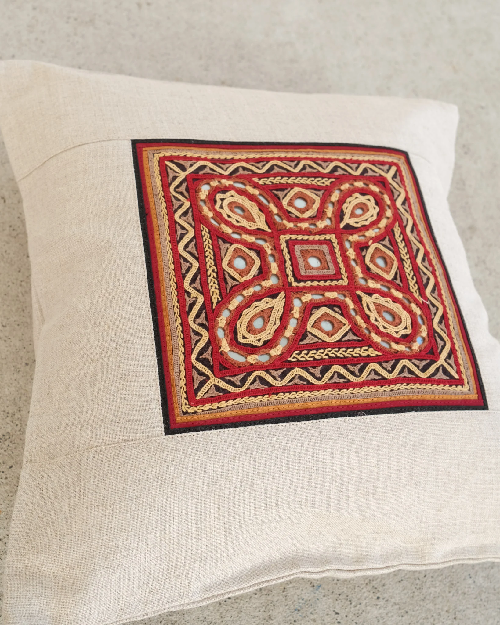 Kachchh Embroidery - 12" Cushion Cover - Ahir - Red Sky - Image 4