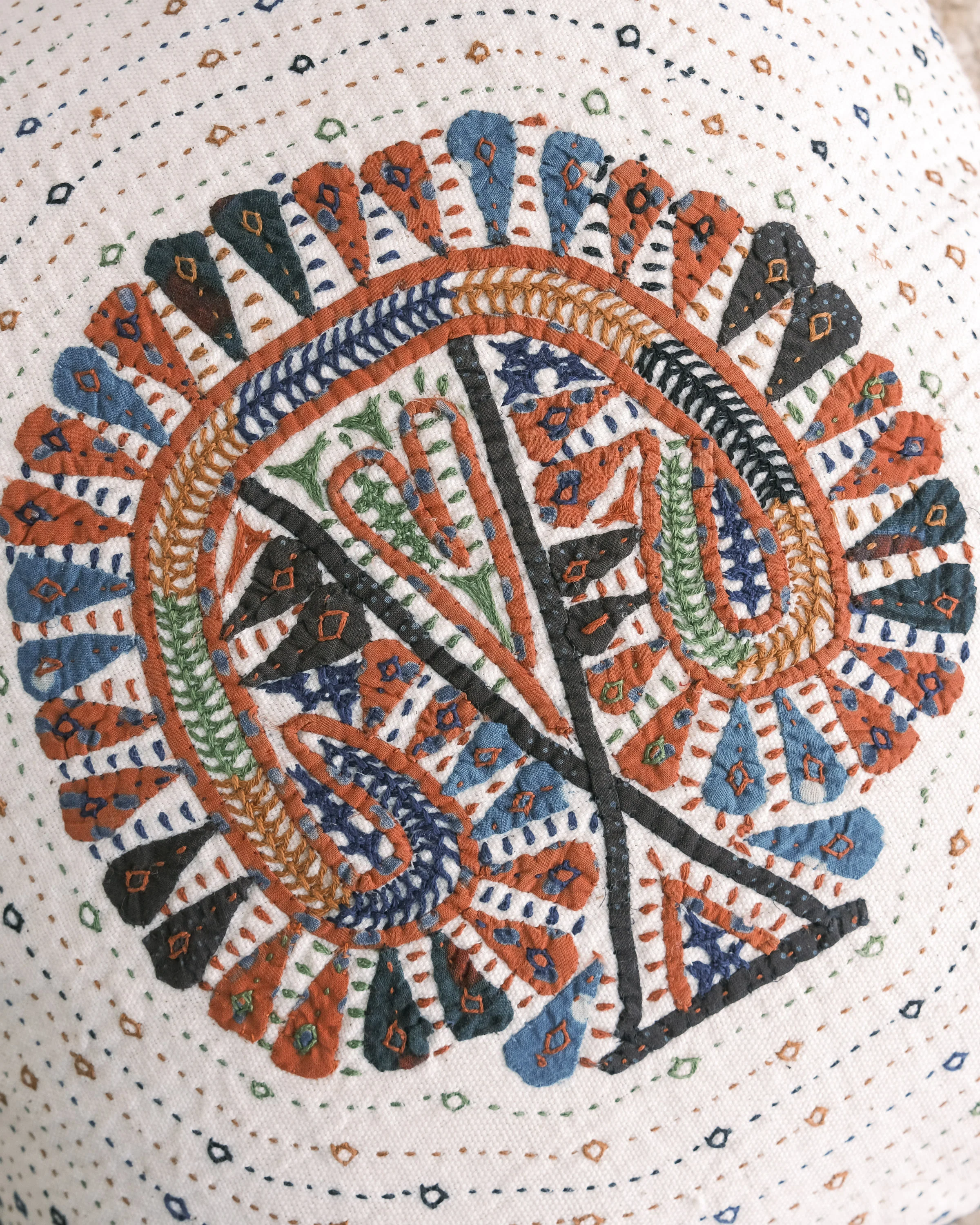 Kachchh Embroidery - 16" Cushion Cover - Dhebaria Rabari - Pheasant - Image 3
