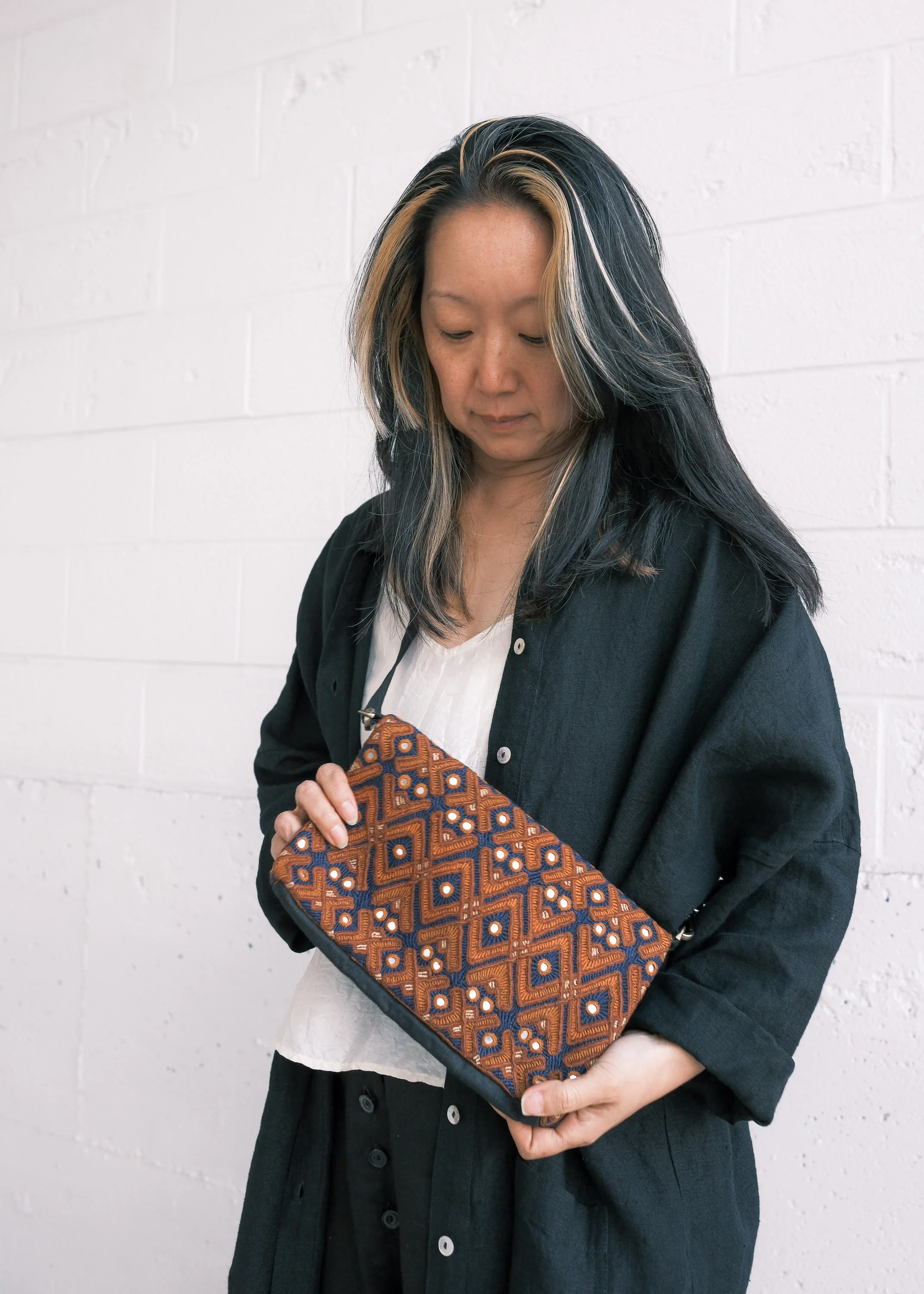 Kachchh Embroidery - Folded Bag / Clutch - Dhanetah Jat - Smoky Topaz - Image 6