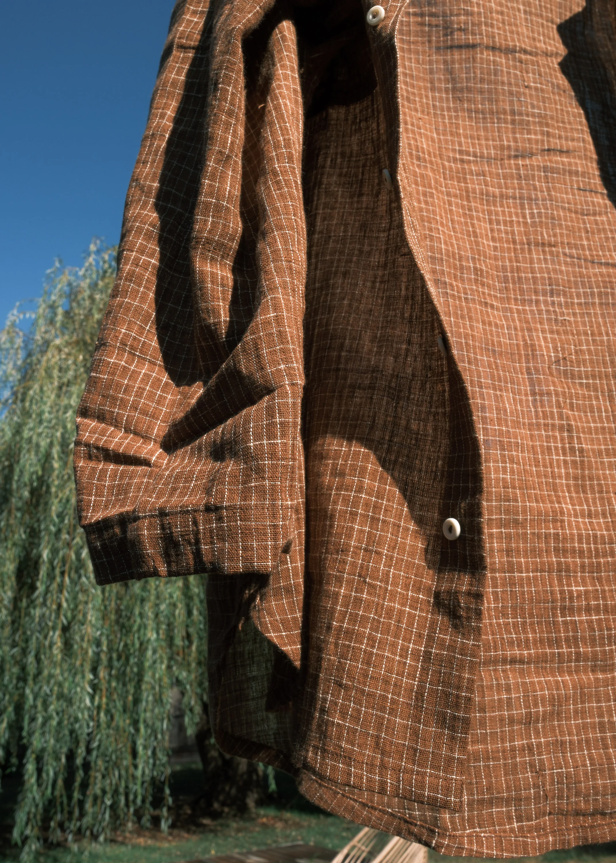 Kailash Shirt - Handwoven Kala Cotton - Amber Honey - Image 12